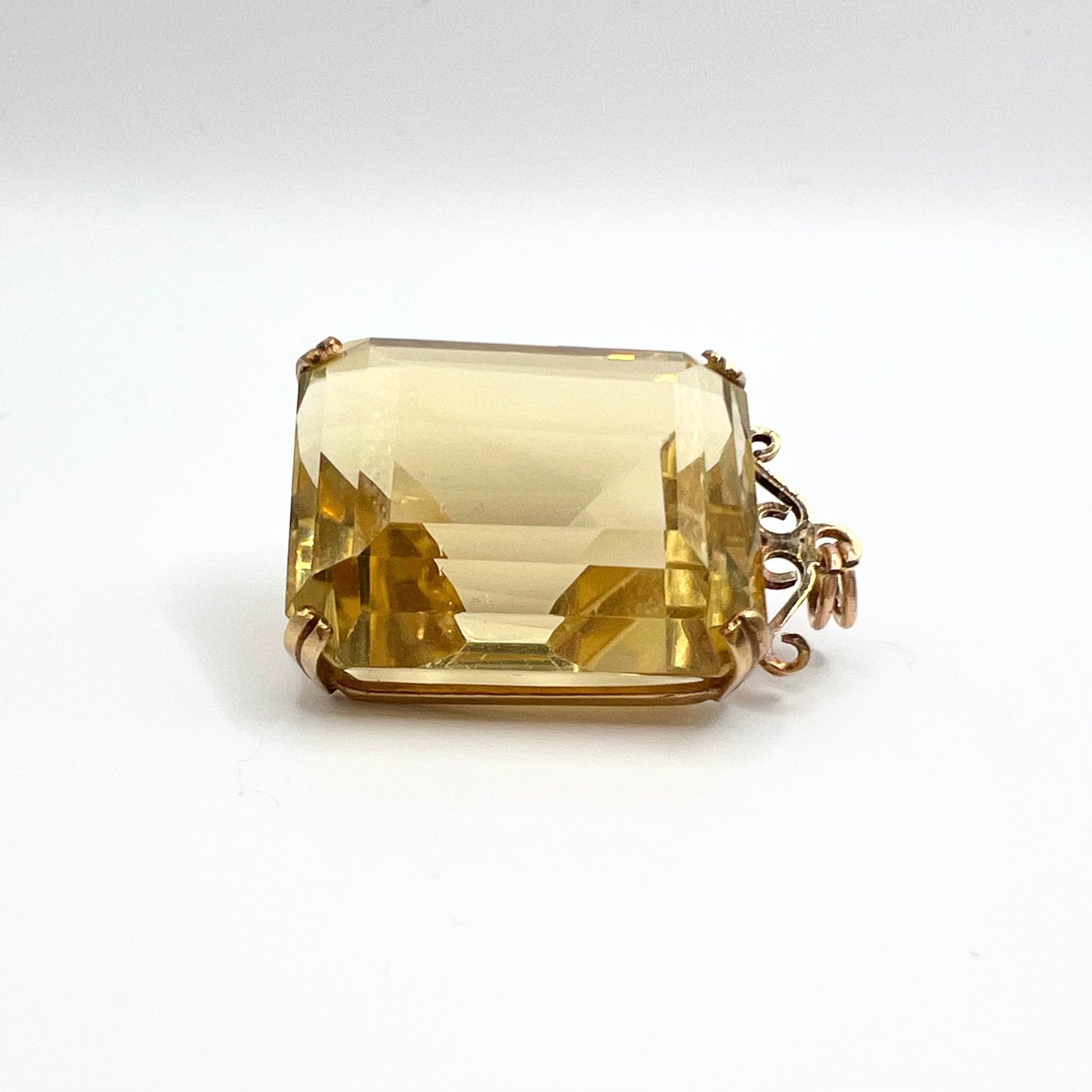 Large Antique Victorian 9ct Gold Lemon Citrine Pendant