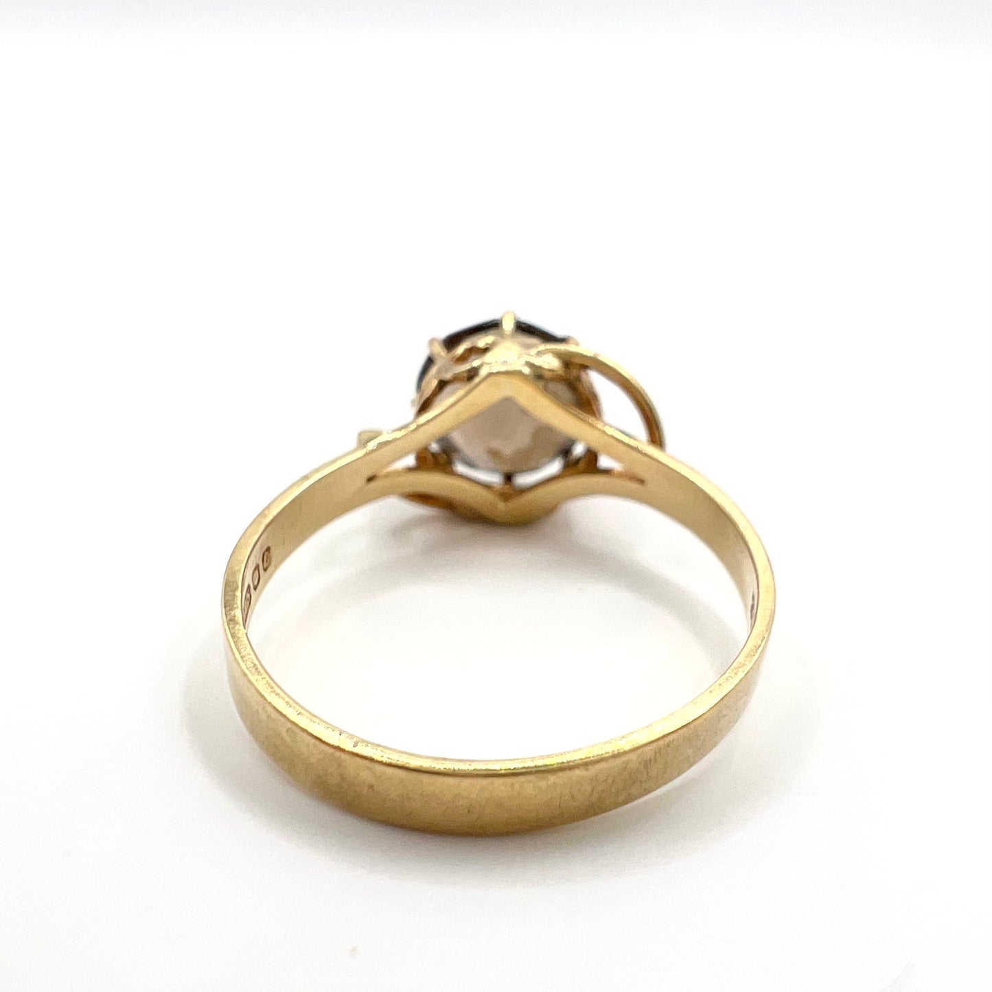 Vintage 9ct Gold Round Cut Smoky Quartz Cocktail Ring, Size M