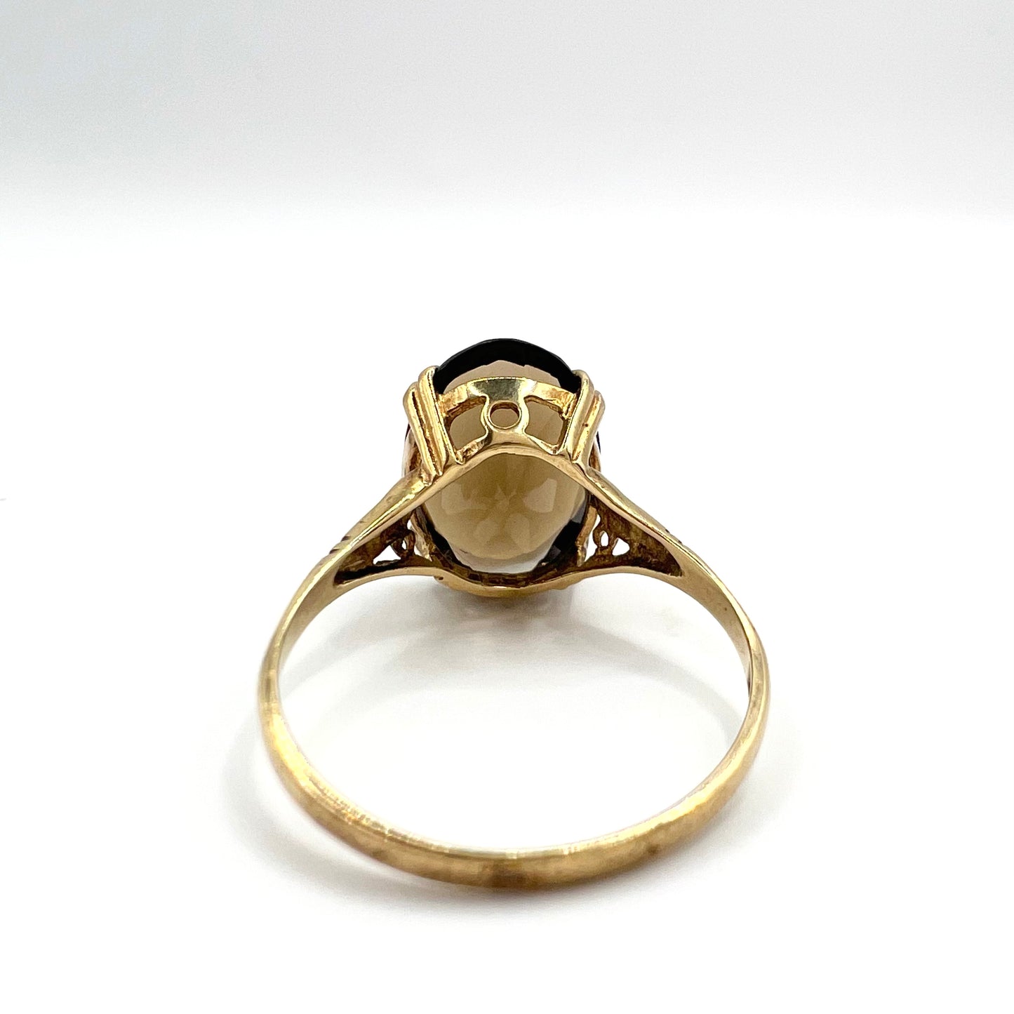 Vintage 9ct Gold Oval Cut Smoky Quartz Cocktail Ring, Size P