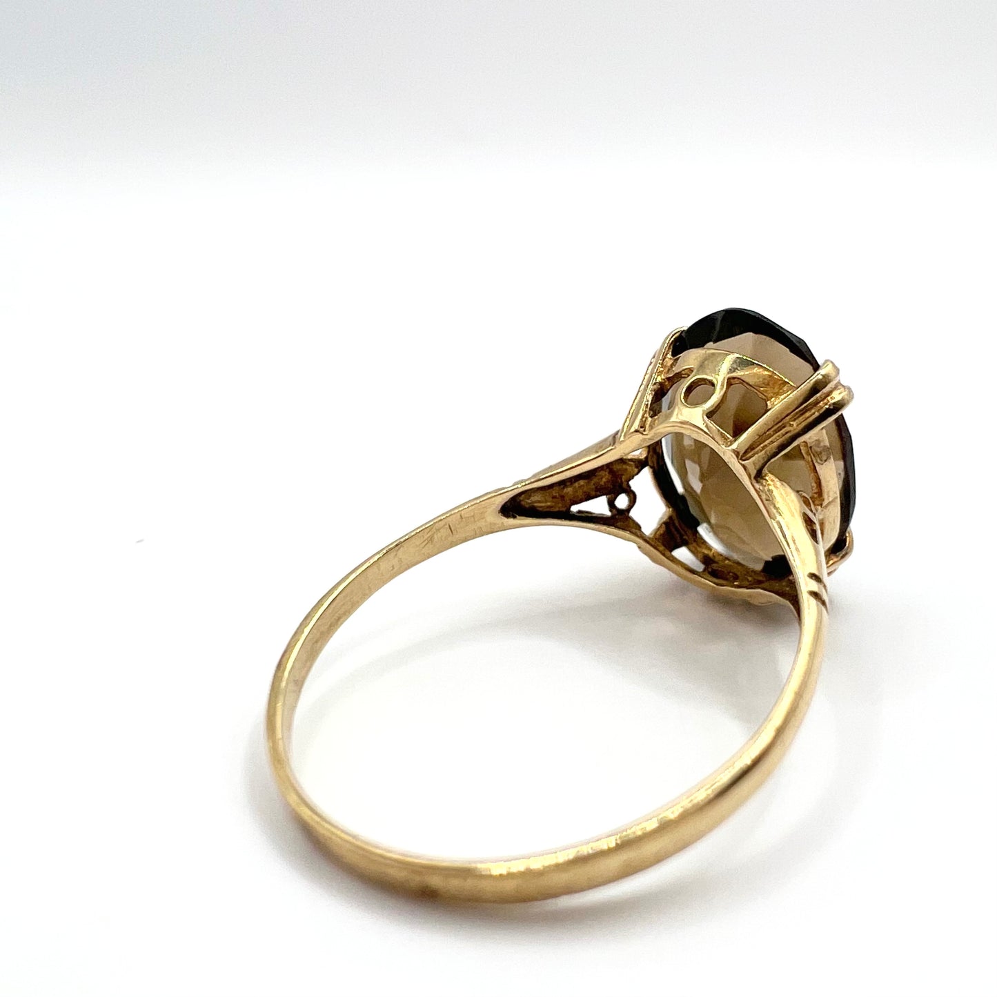 Vintage 9ct Gold Oval Cut Smoky Quartz Cocktail Ring, Size P