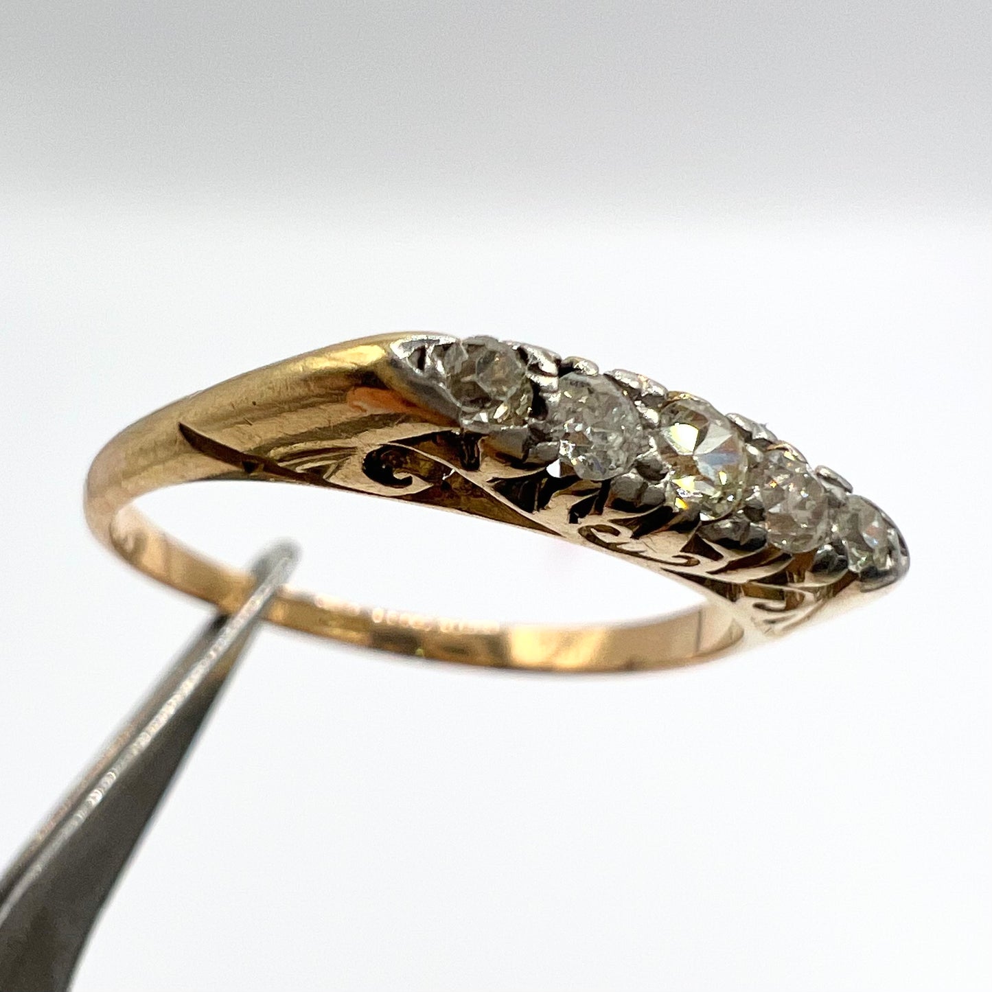 Victorian 18ct Gold Old Cut Diamond Ring, Size M 1/2