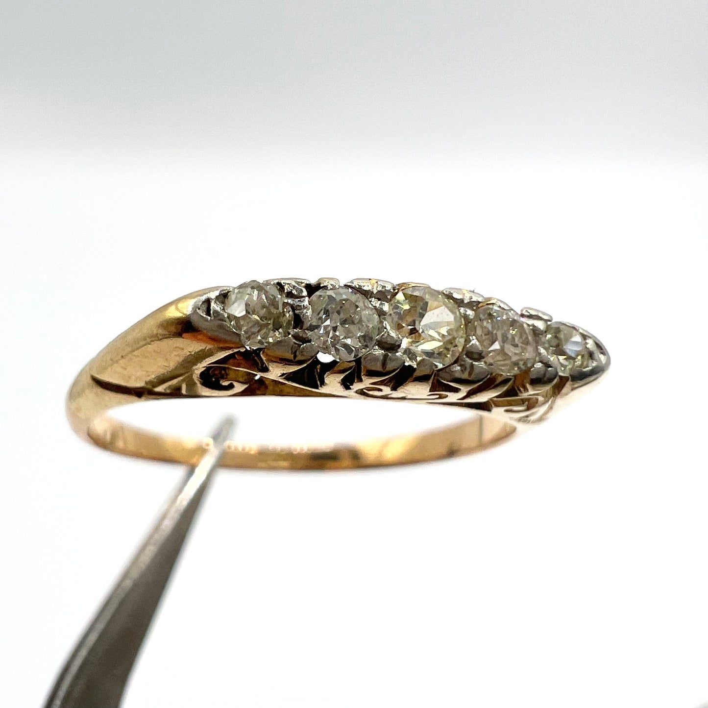 Victorian 18ct Gold Old Cut Diamond Ring, Size M 1/2