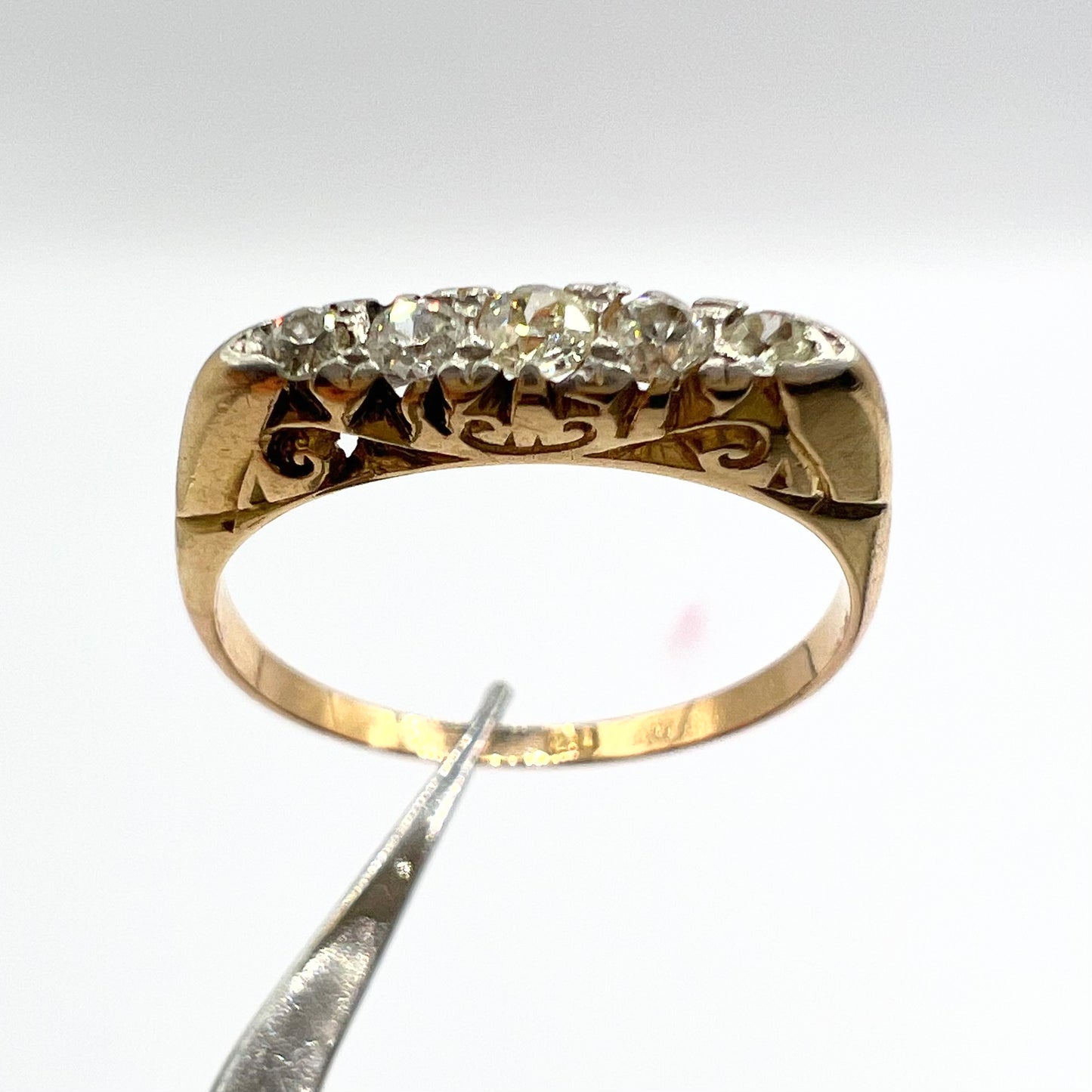 Victorian 18ct Gold Old Cut Diamond Ring, Size M 1/2