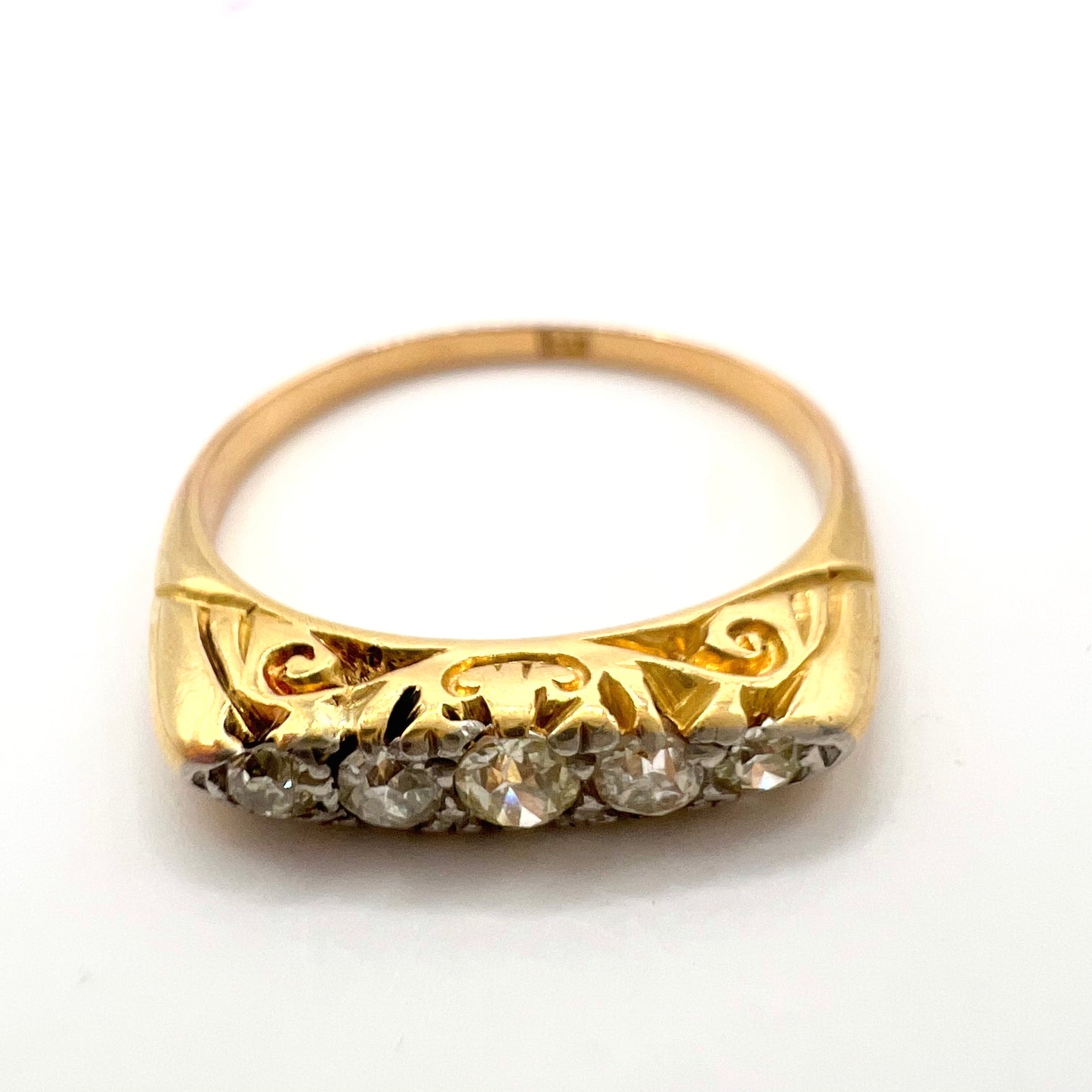 Victorian 18ct Gold Old Cut Diamond Ring, Size M 1/2