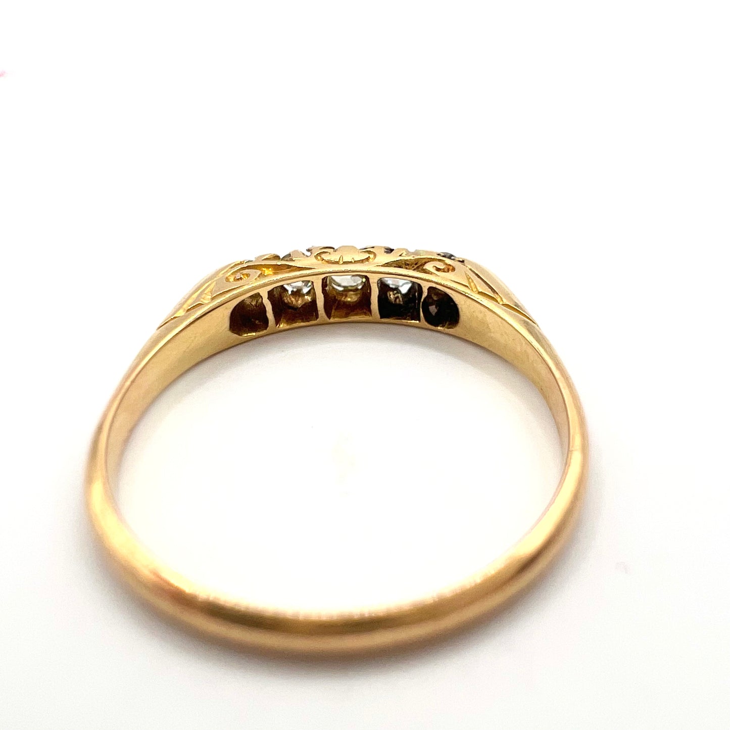 Victorian 18ct Gold Old Cut Diamond Ring, Size M 1/2