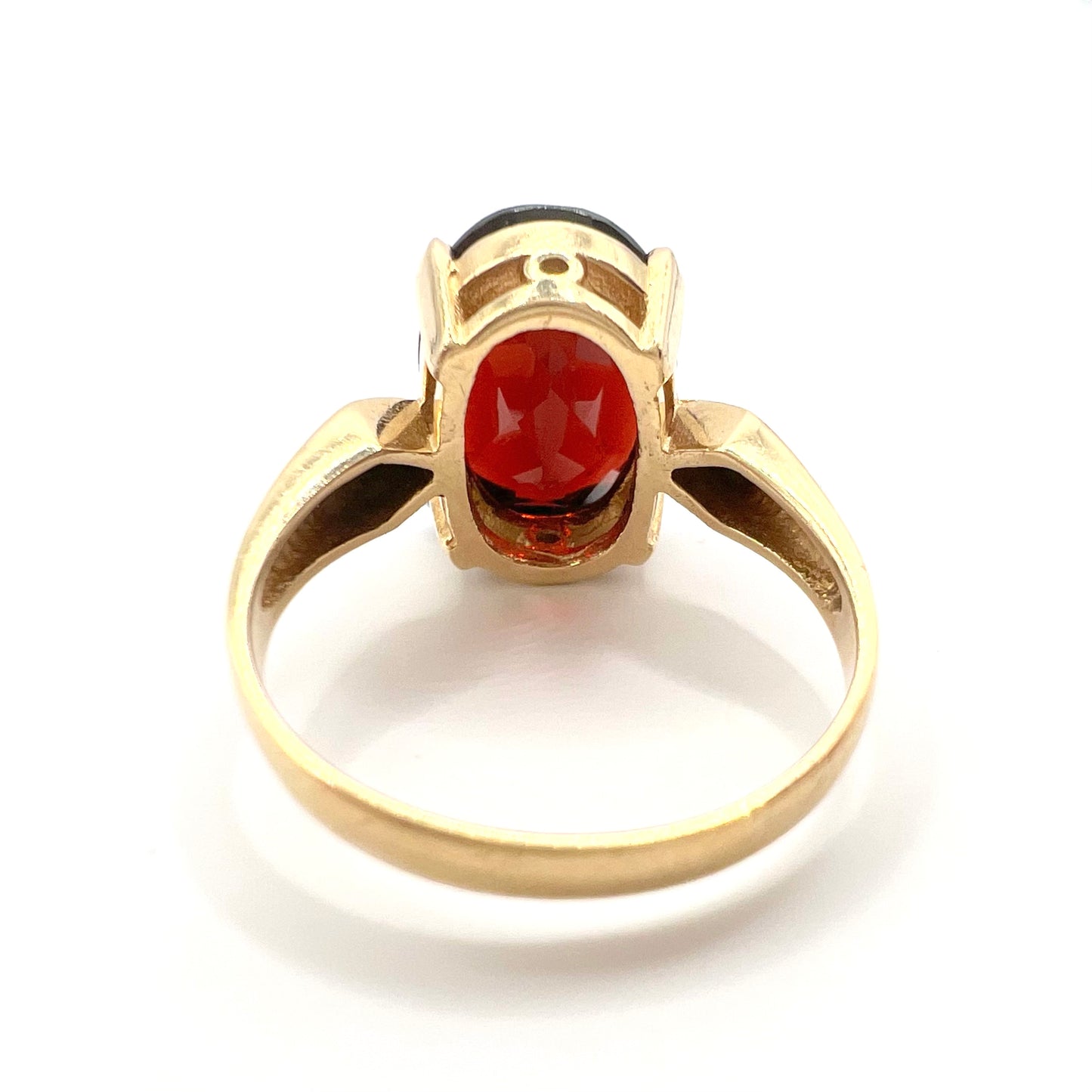 Vintage 9ct Gold Oval Cut Garnet Cocktail Ring, Size M