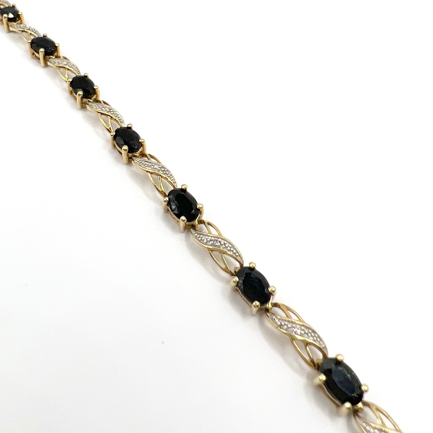 Vintage 9ct Gold and Sapphire Bracelet, with Diamond Accents