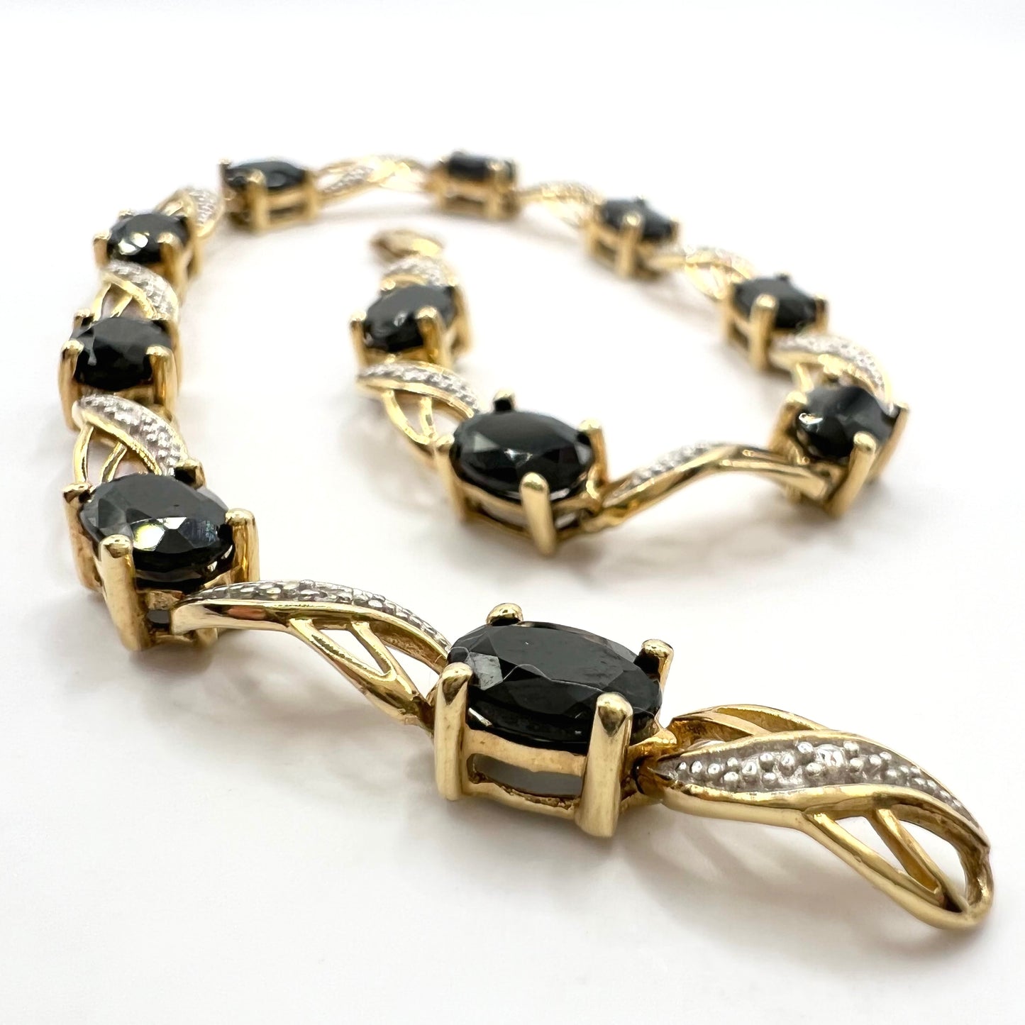 Vintage 9ct Gold and Sapphire Bracelet, with Diamond Accents