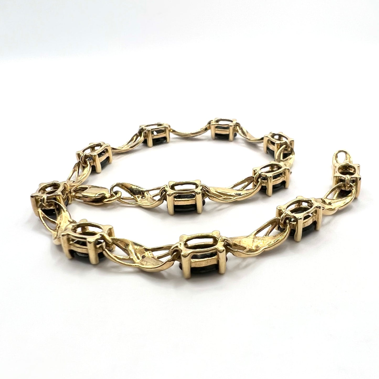 Vintage 9ct Gold and Sapphire Bracelet, with Diamond Accents