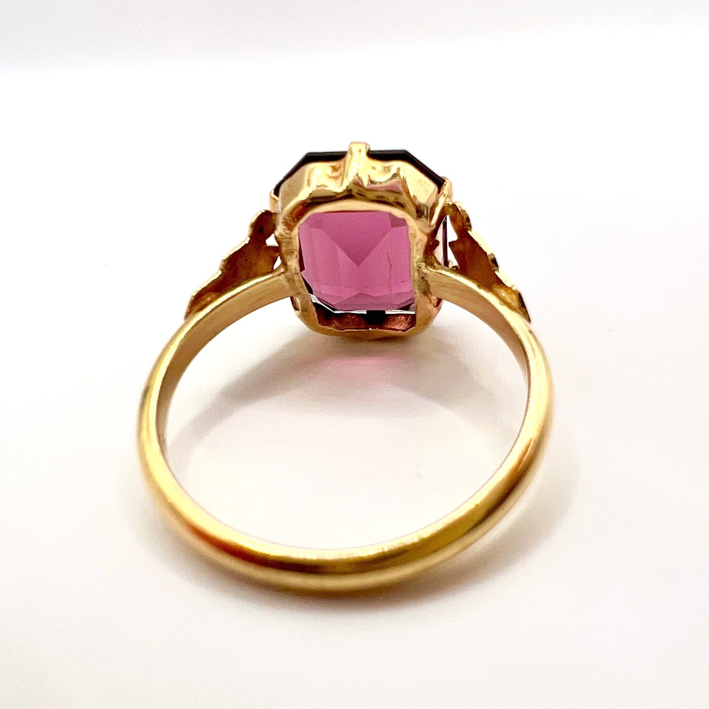 Antique 9ct Gold Octagon Cut Amethyst Dress Ring, Size M