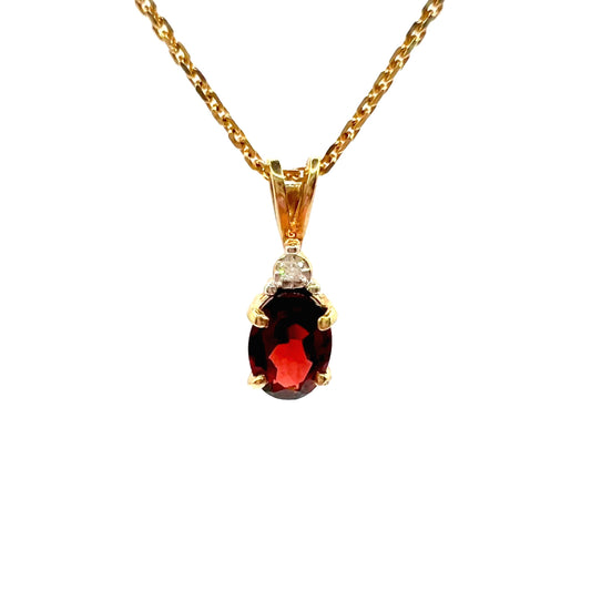 Vintage 9ct Yellow Gold Garnet and Diamond Pendant