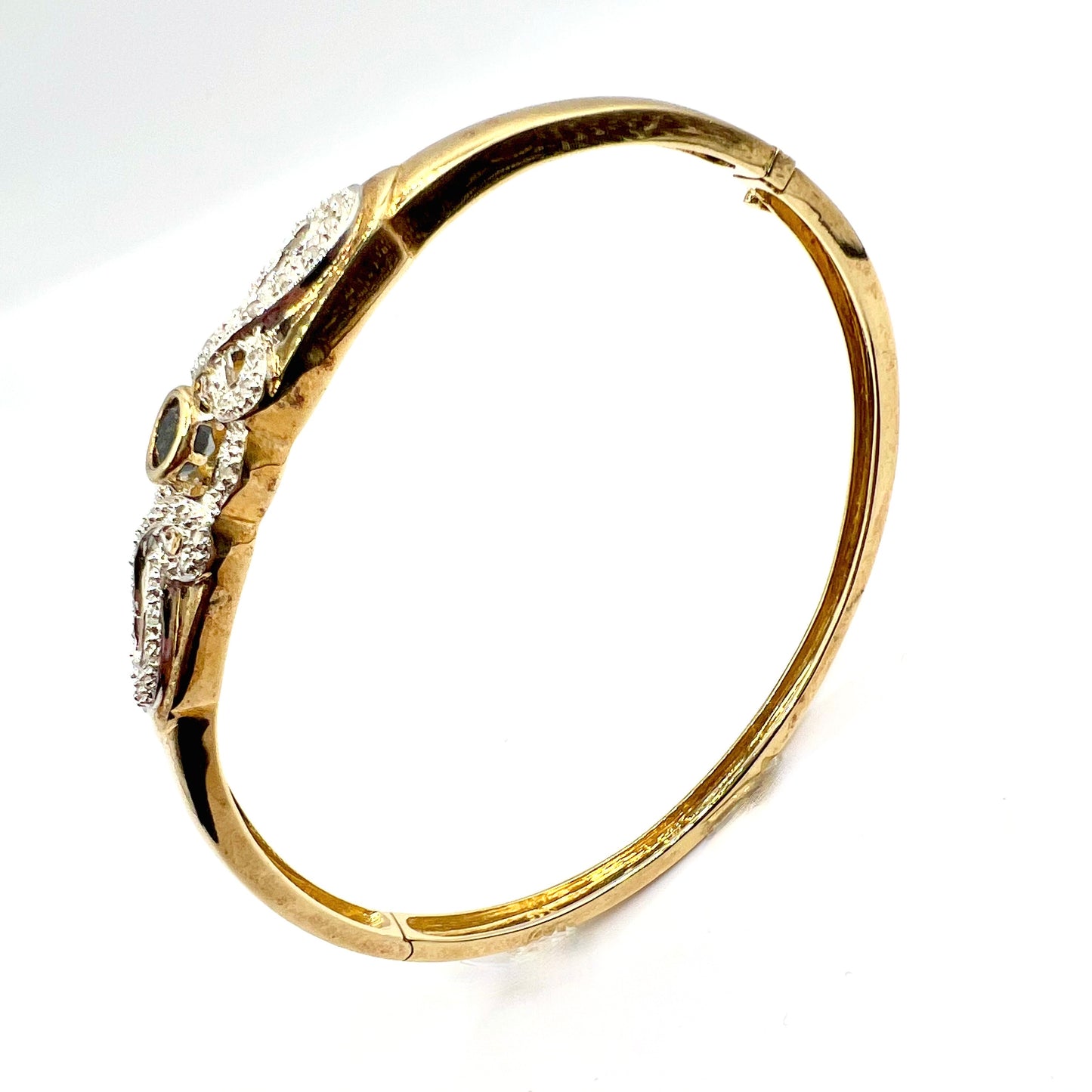 Vintage 9ct Gold, Sapphire and Diamond Bangle