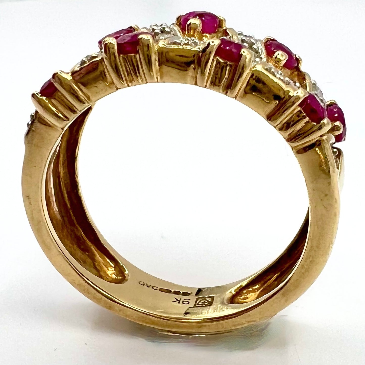 Vintage 9ct Gold, Ruby and Diamond Dress Ring, Size J