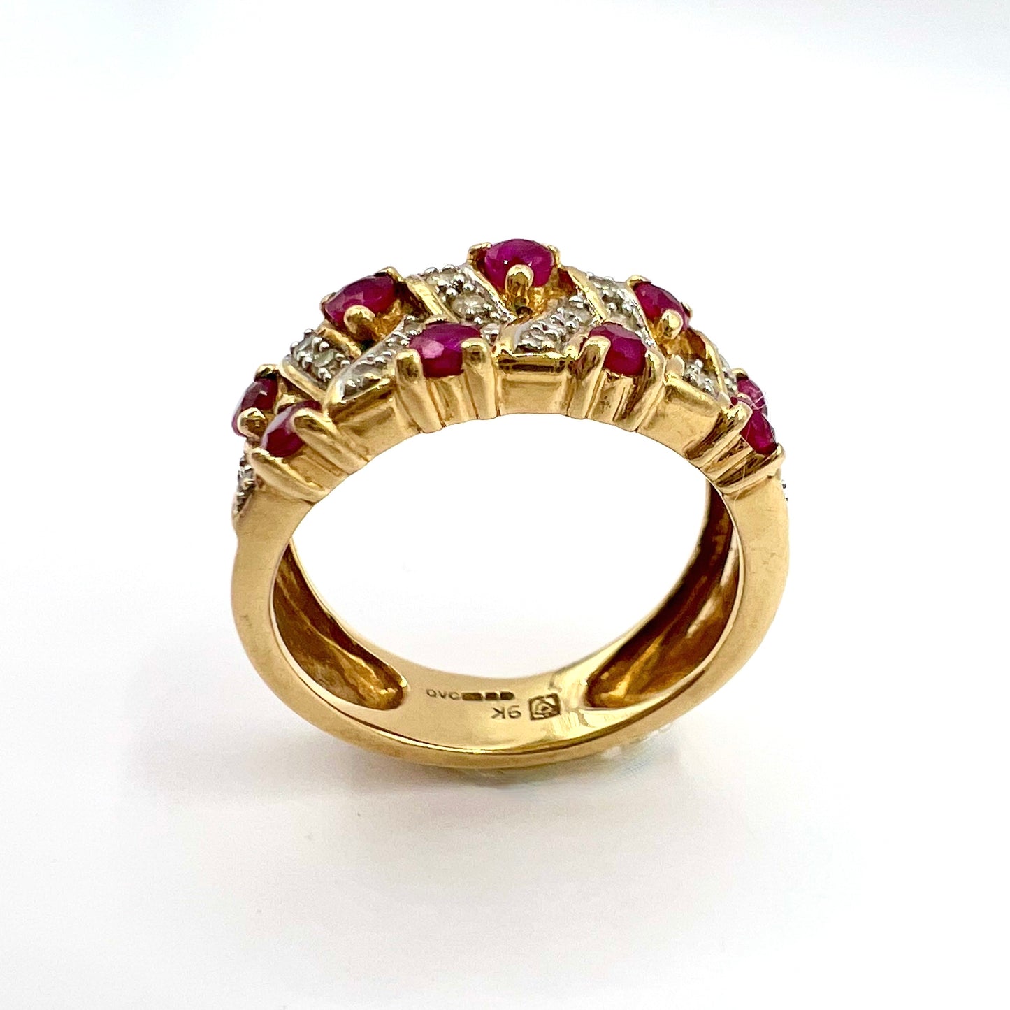 Vintage 9ct Gold, Ruby and Diamond Dress Ring, Size J