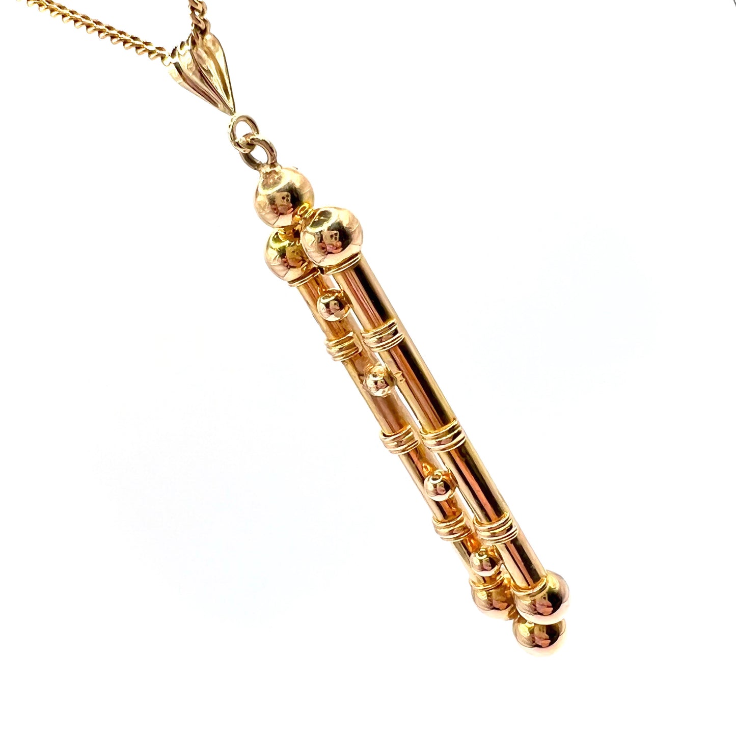 Victorian 15ct Gold Bamboo Charm Pendant