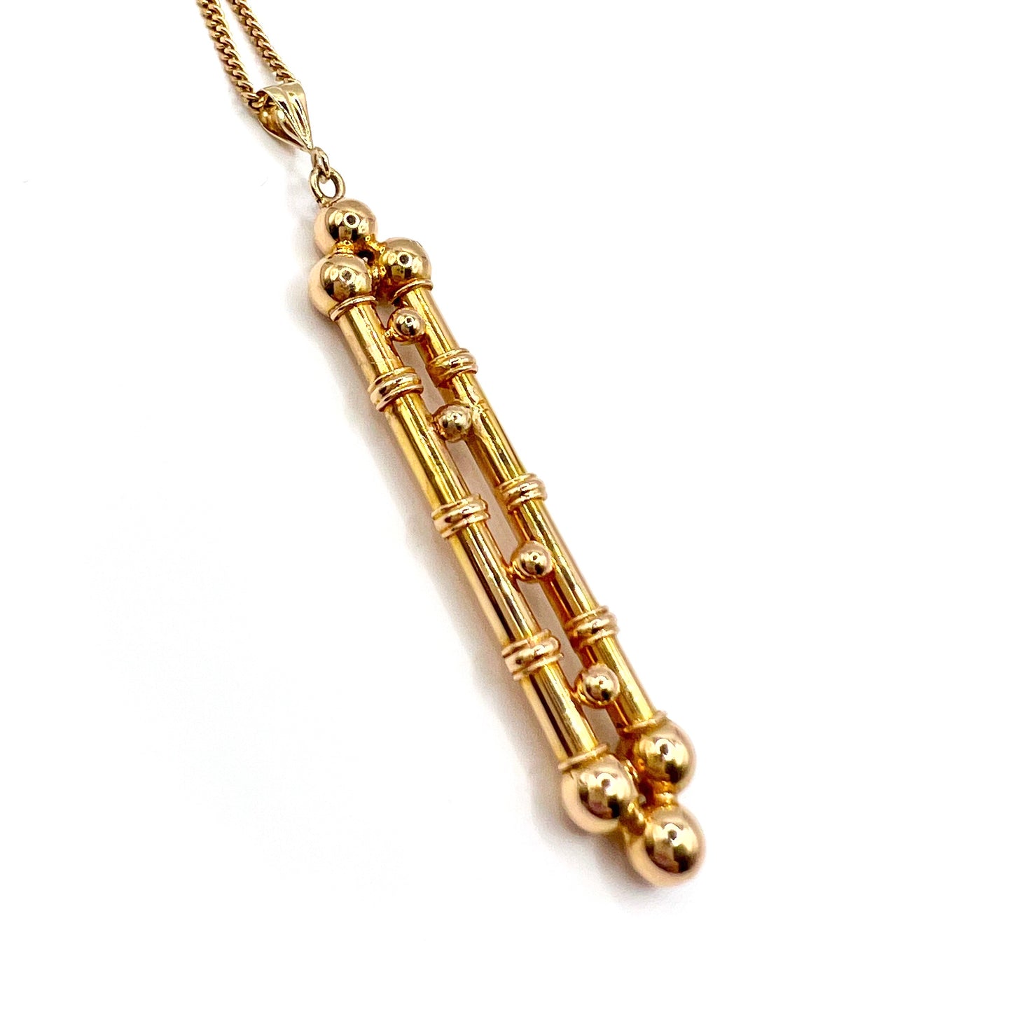 Victorian 15ct Gold Bamboo Charm Pendant