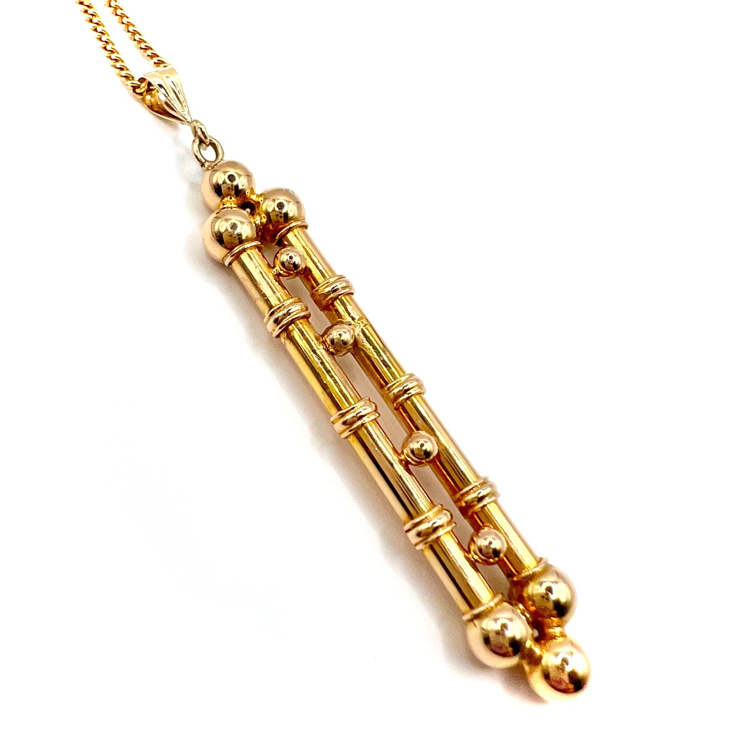 Victorian 15ct Gold Bamboo Charm Pendant