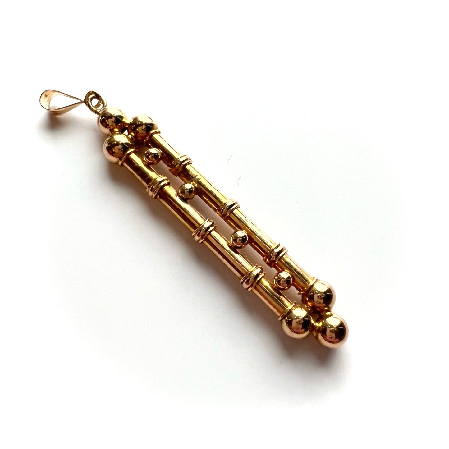 Victorian 15ct Gold Bamboo Charm Pendant