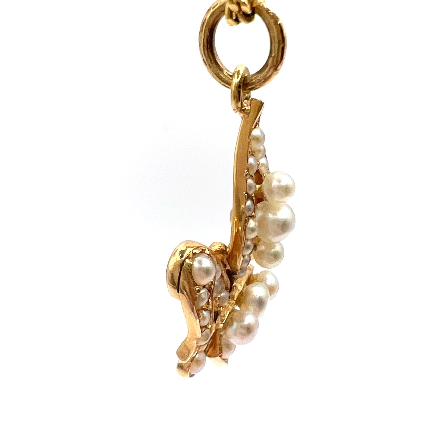 Victorian 15ct Gold and Seed Pearl Fleur de Lis Pendant