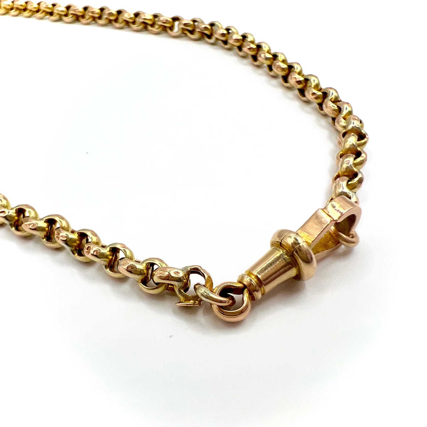 Long 9ct Solid Gold Victorian Belcher Chain Necklace with Dog Clip Swivel Clasp 66 cm (26 in)