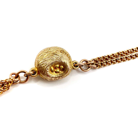Victorian 9ct Gold Bird Nest Albertina Watch Chain Bracelet