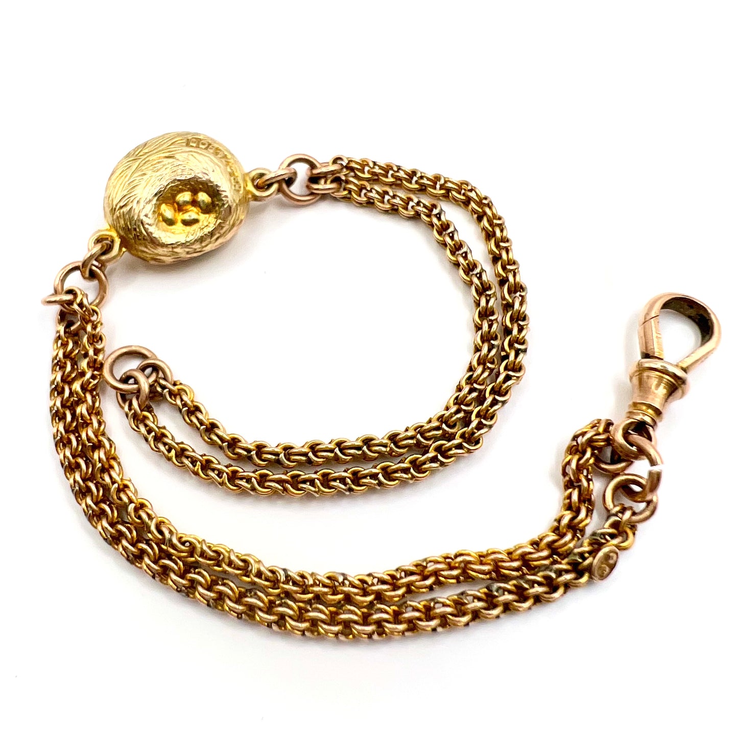 Victorian 9ct Gold Bird Nest Albertina Watch Chain Bracelet