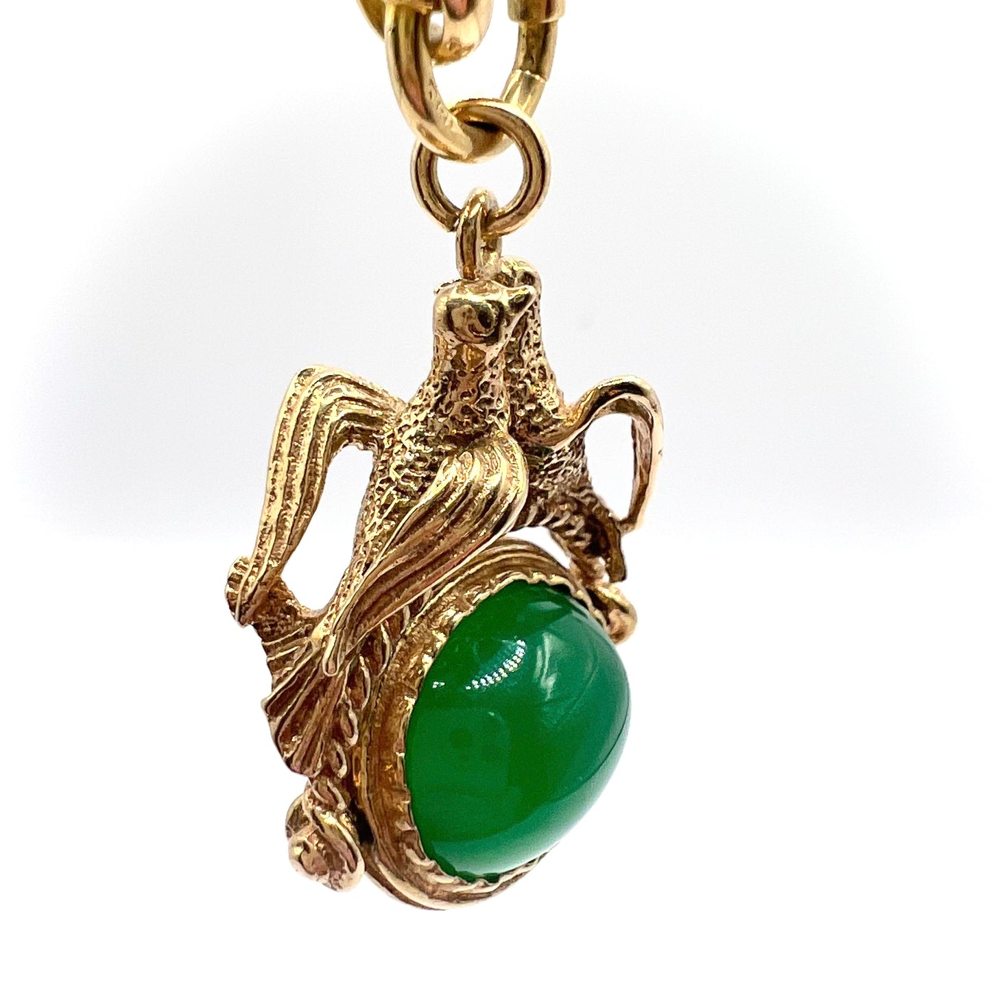 Victorian 9ct Gold Chrysoprase Lovebird Spinning Watch Fob Pendant