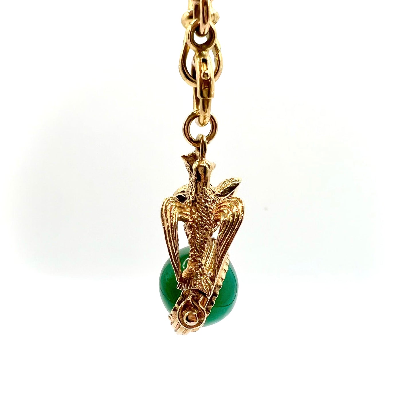 Victorian 9ct Gold Chrysoprase Lovebird Spinning Watch Fob Pendant