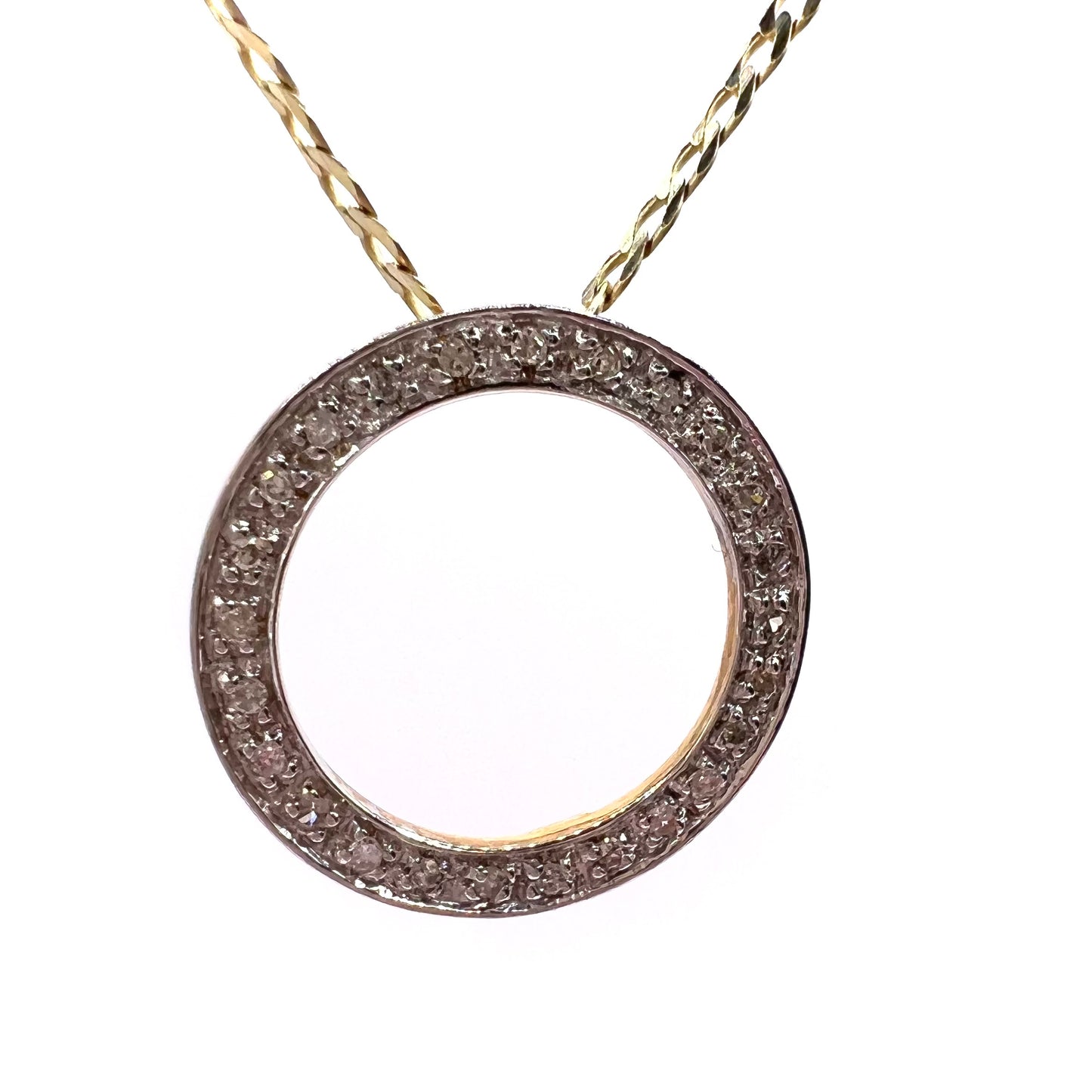 Vintage 9ct Gold and Diamond Hoop Pendant