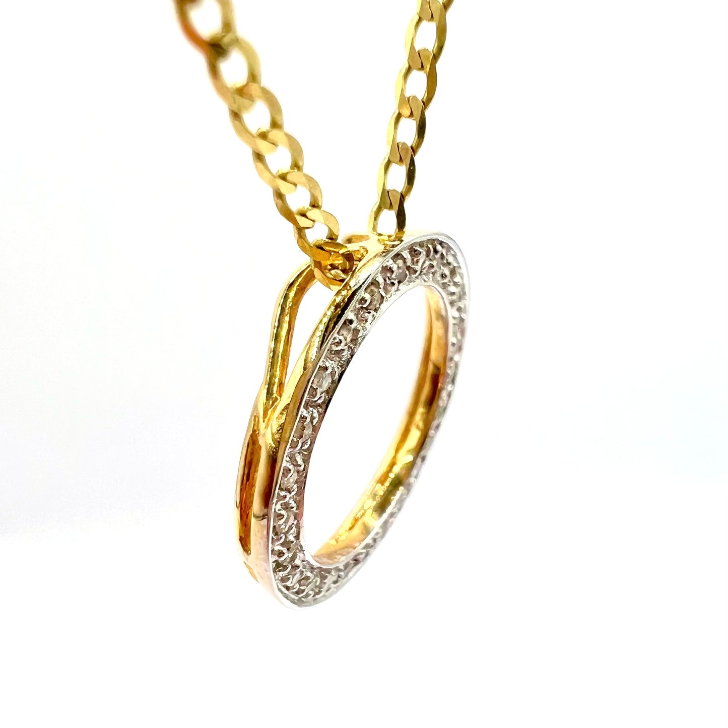 Vintage 9ct Gold and Diamond Hoop Pendant