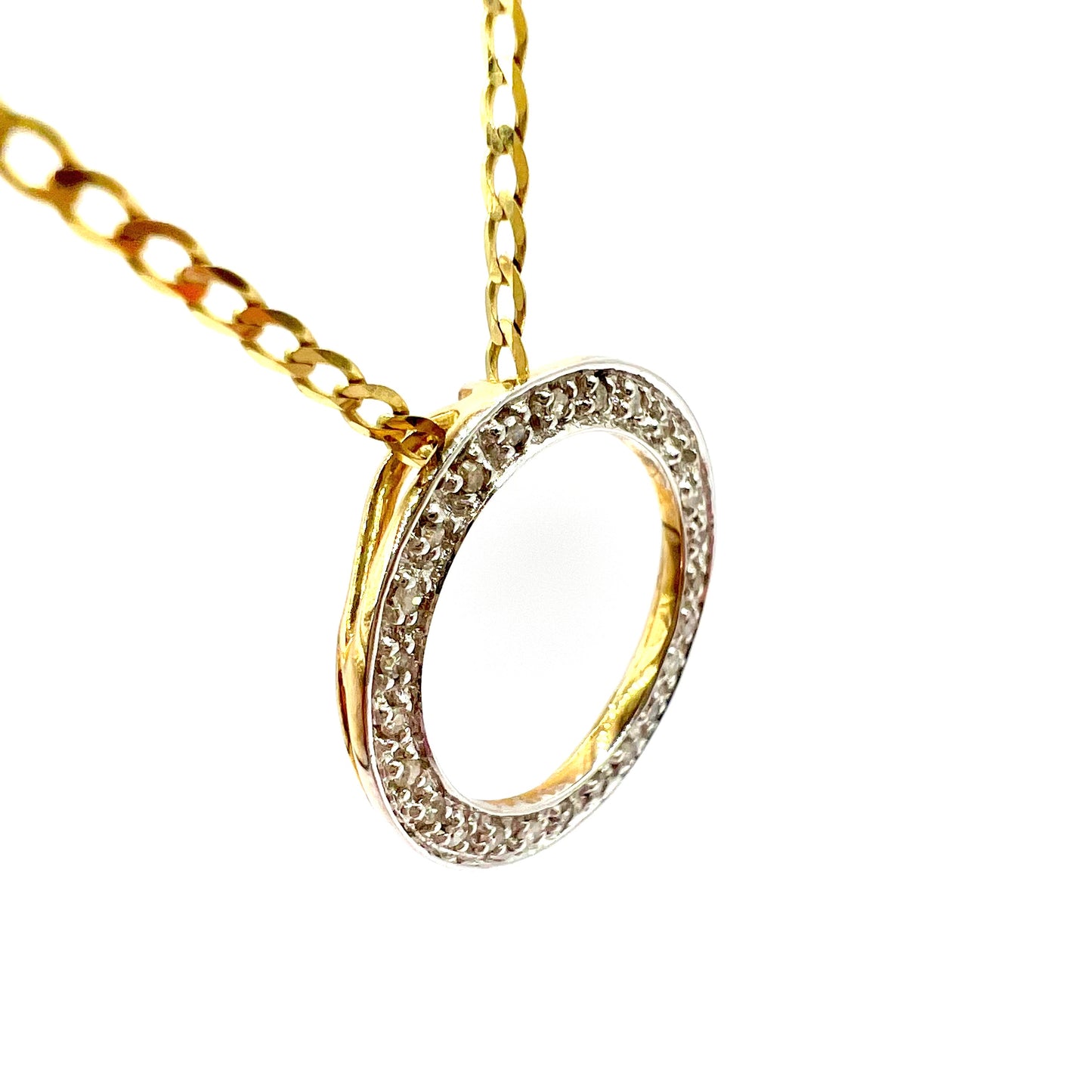 Vintage 9ct Gold and Diamond Hoop Pendant