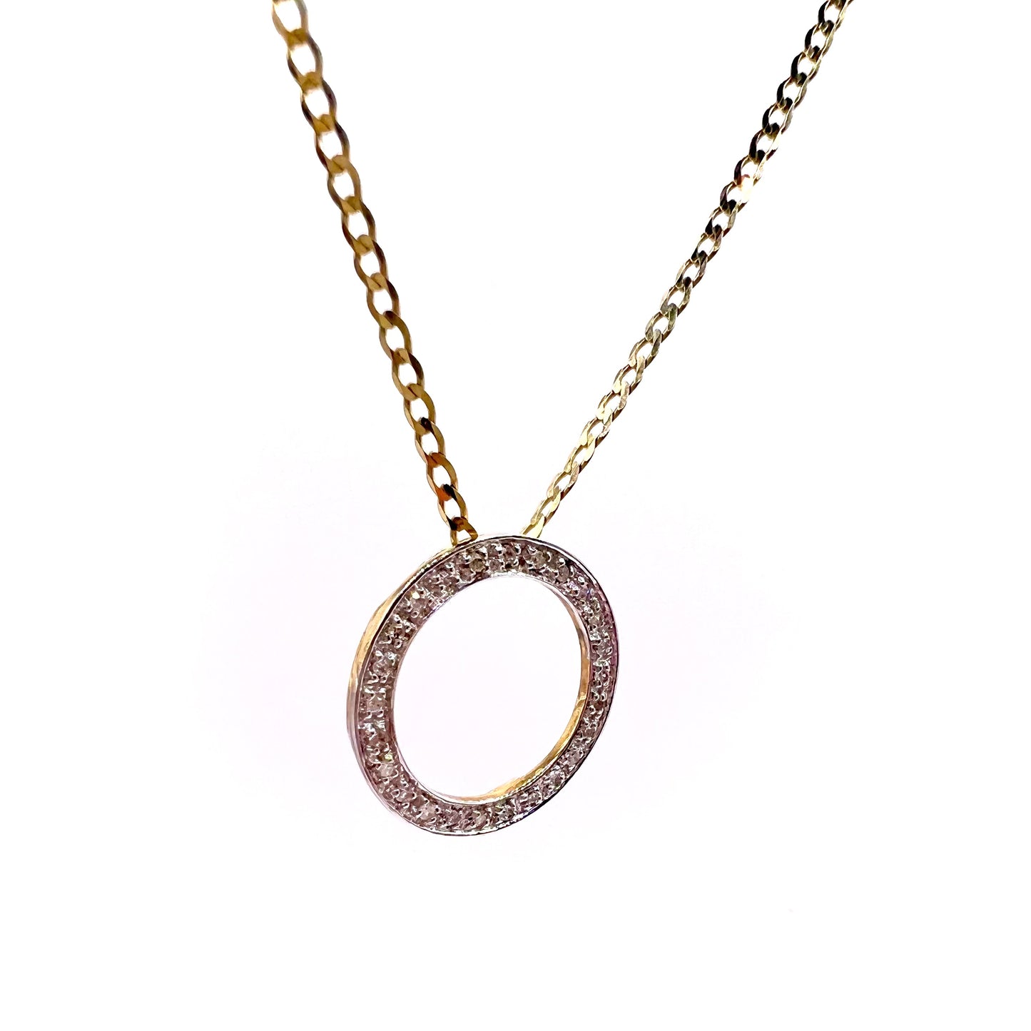 Vintage 9ct Gold and Diamond Hoop Pendant