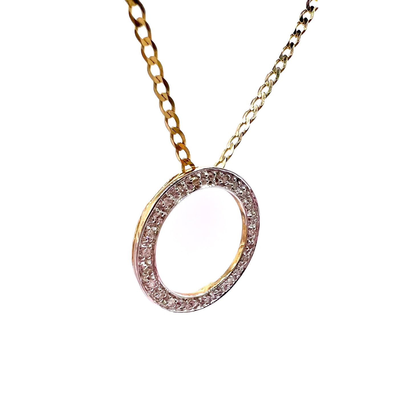 Vintage 9ct Gold and Diamond Hoop Pendant