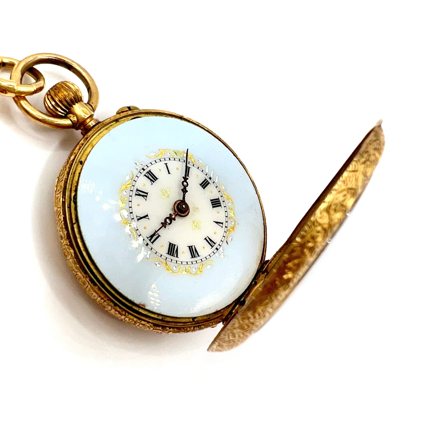 18ct Solid Gold Open Faced Ladies Pocket Fob Watch