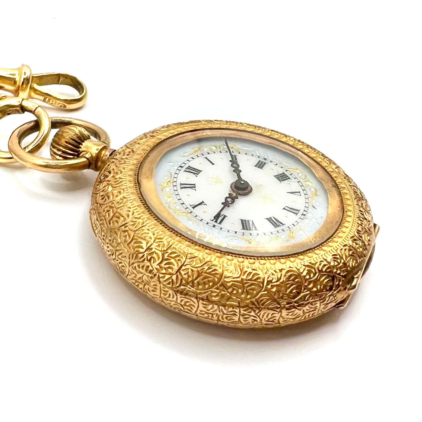 18ct Solid Gold Open Faced Ladies Pocket Fob Watch