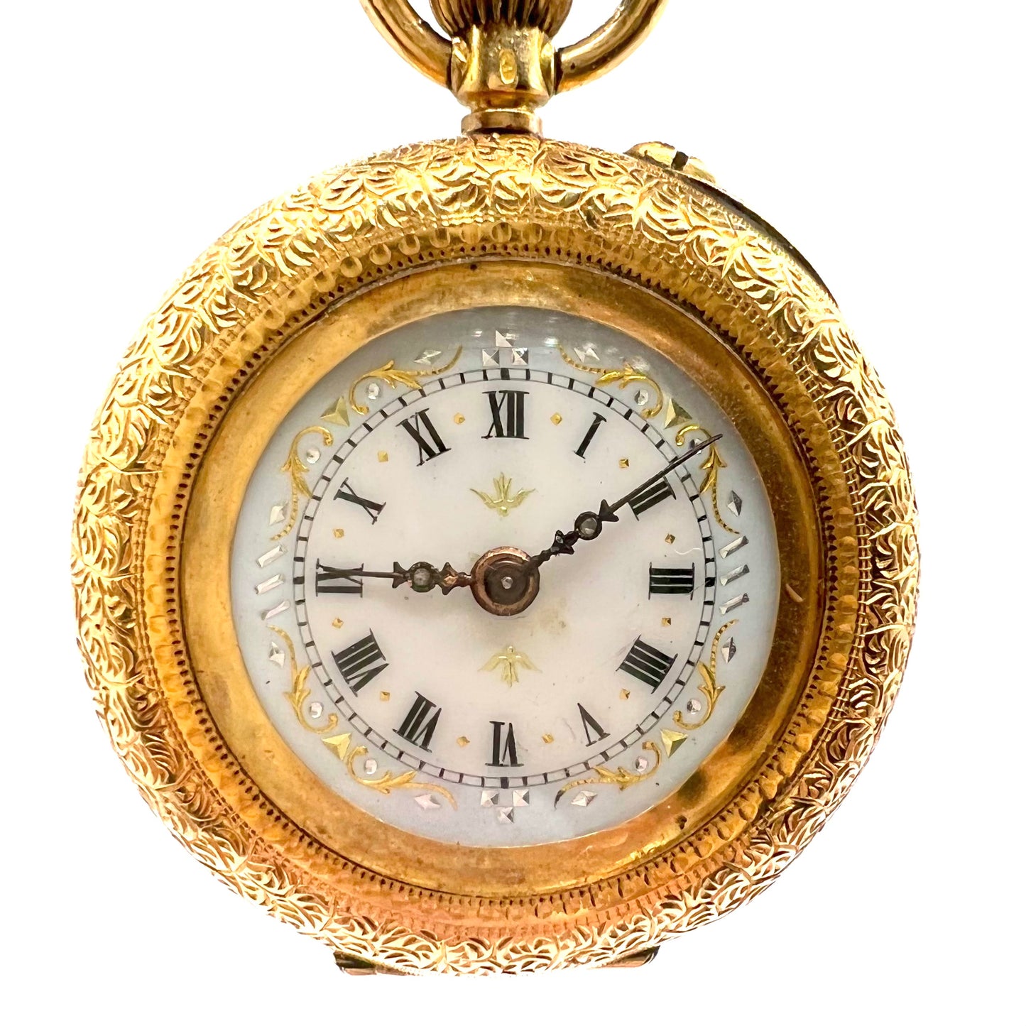 18ct Solid Gold Open Faced Ladies Pocket Fob Watch