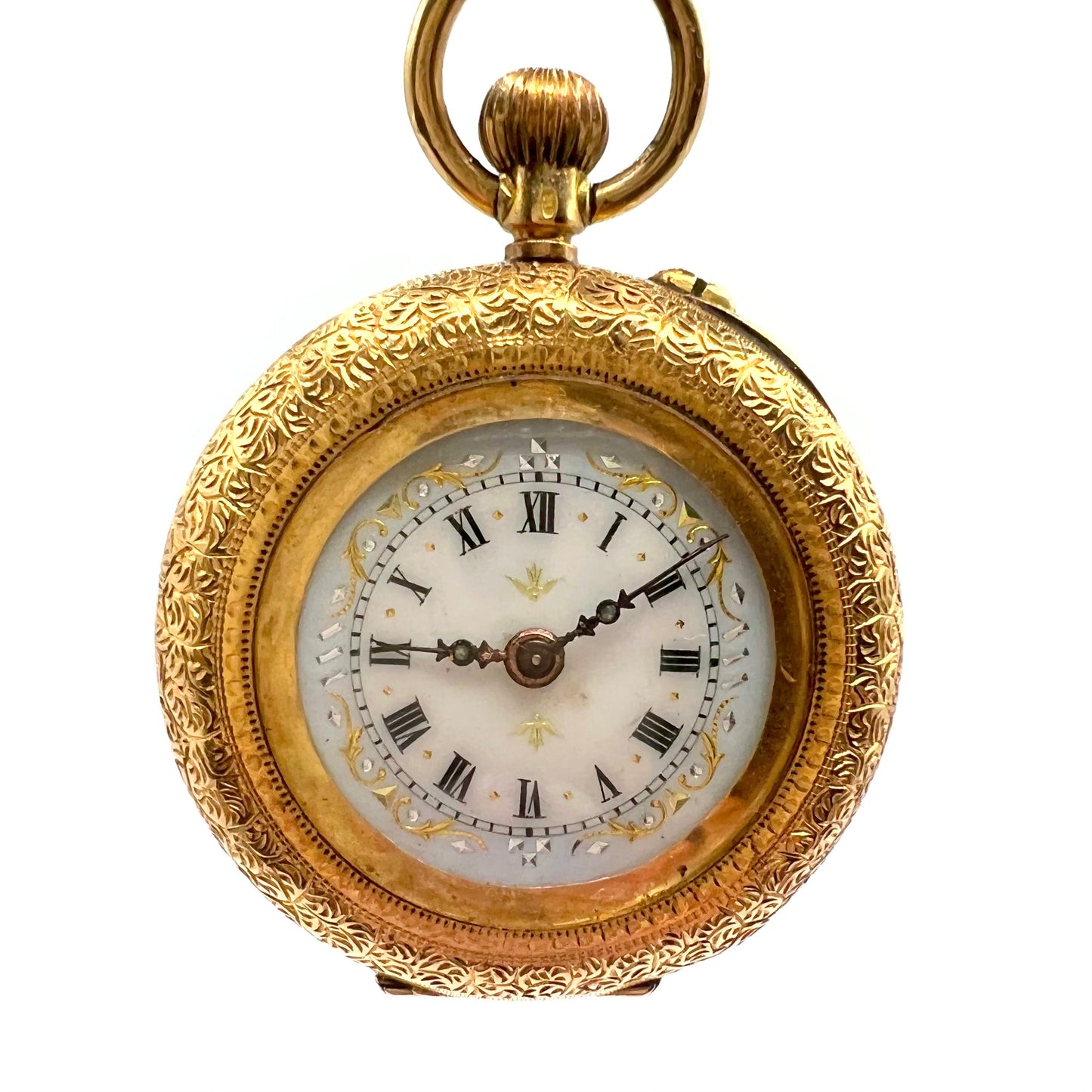 18ct Solid Gold Open Faced Ladies Pocket Fob Watch