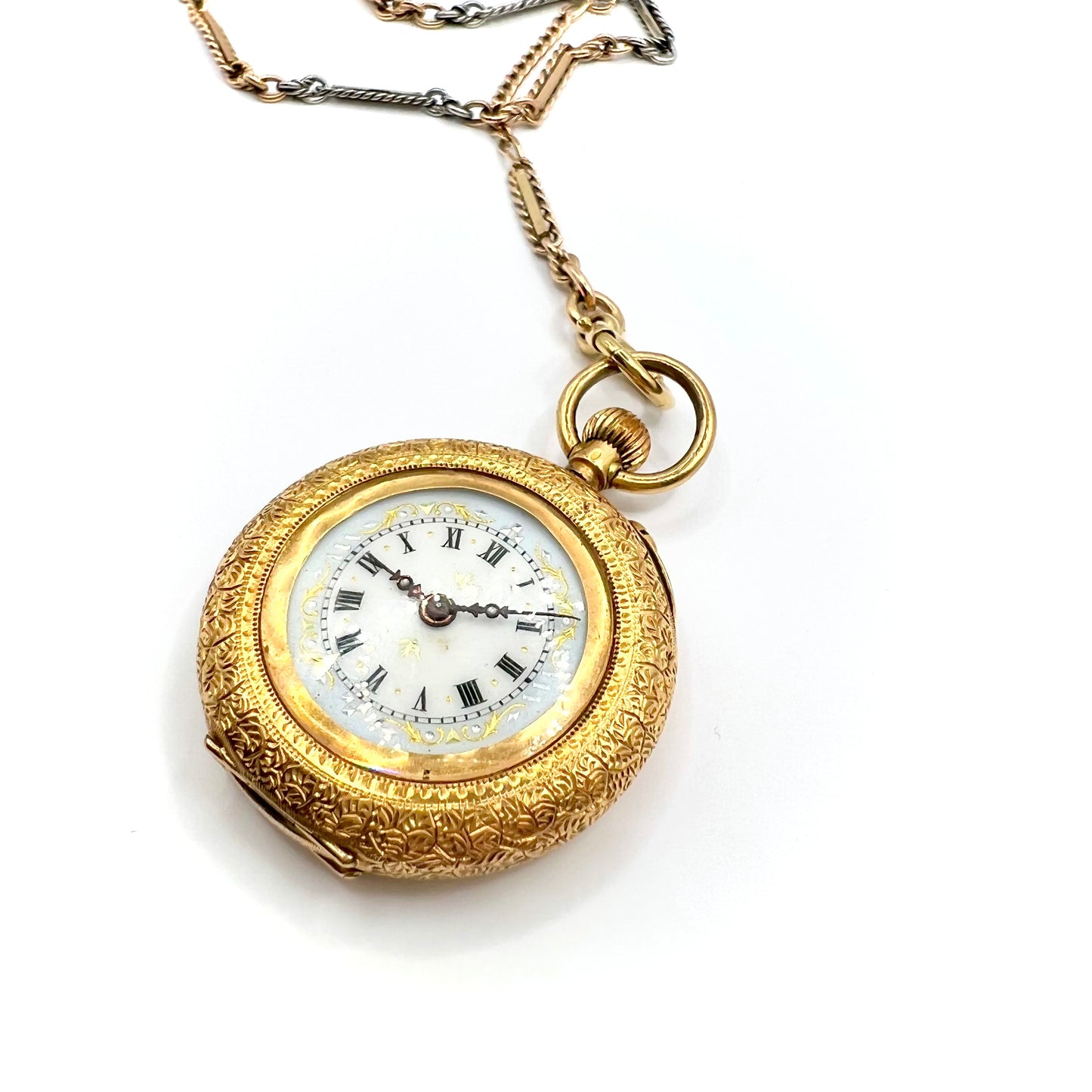 18ct Solid Gold Open Faced Ladies Pocket Fob Watch