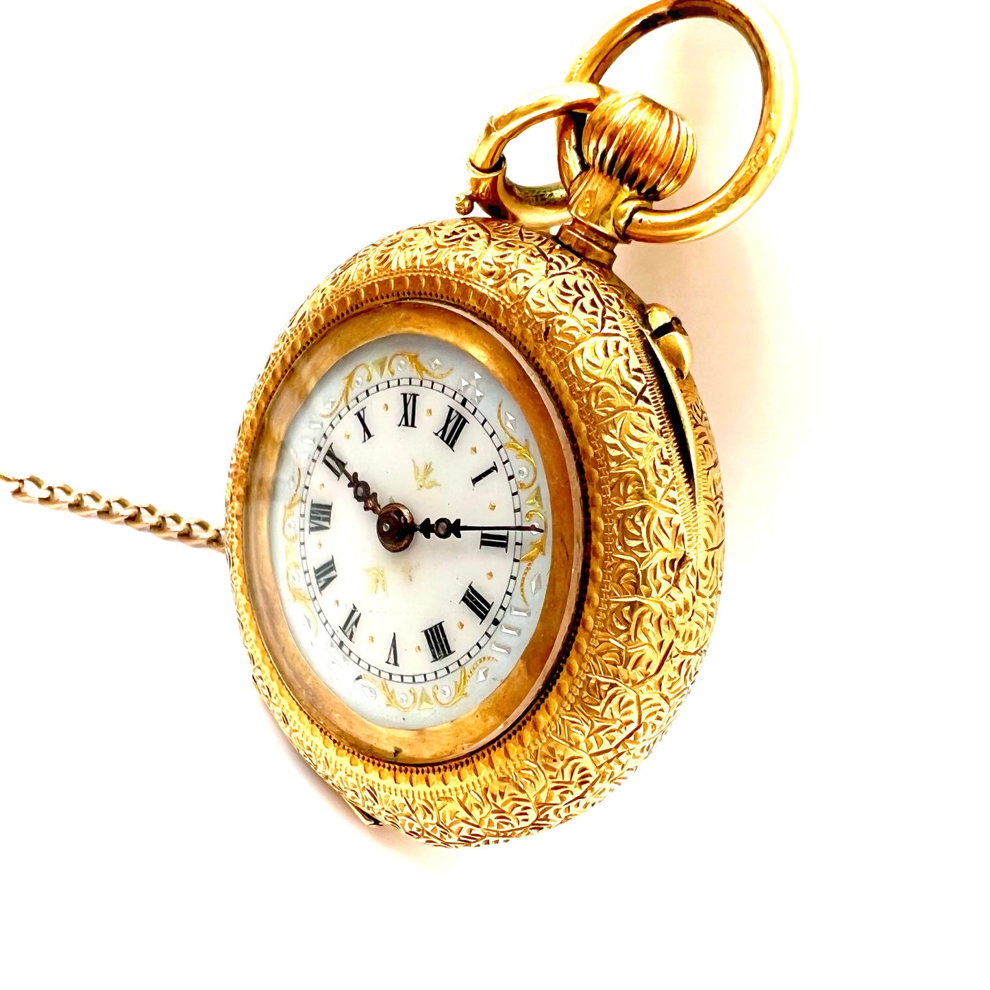 18ct Solid Gold Open Faced Ladies Pocket Fob Watch