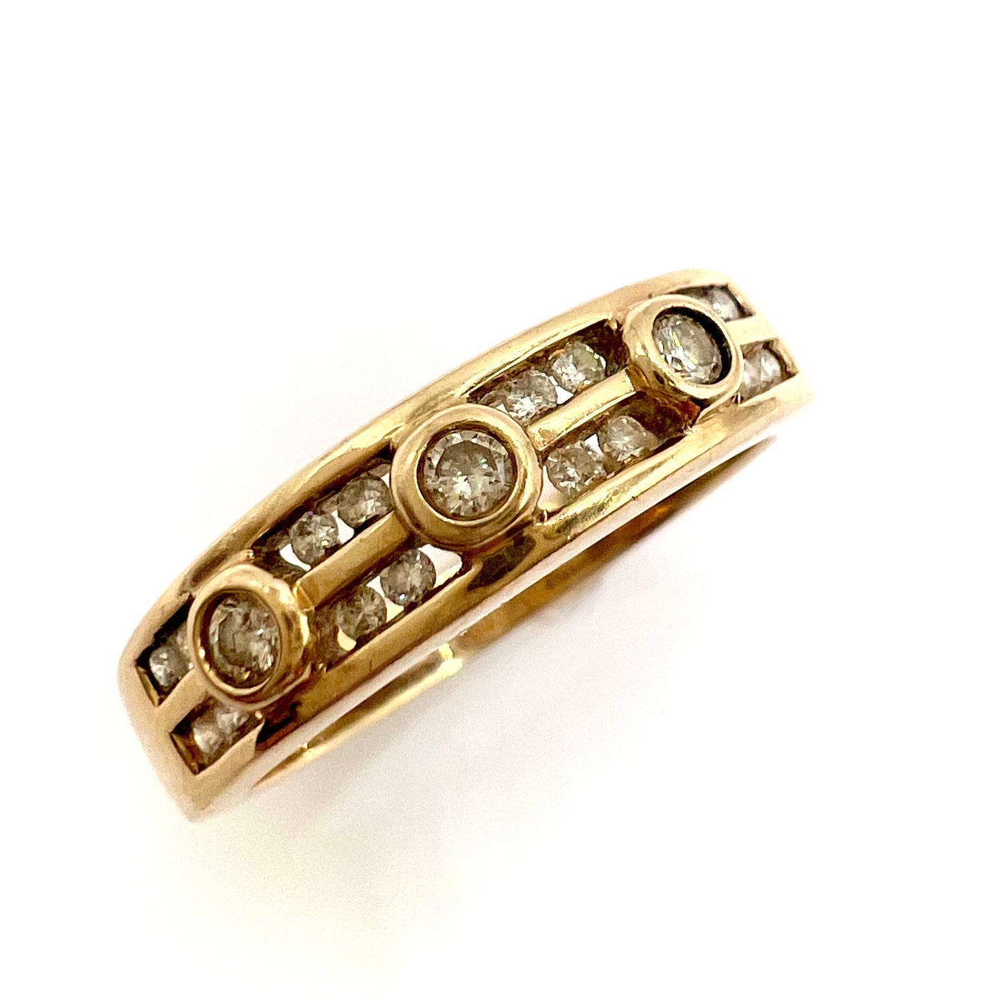 Vintage 9ct Gold Diamond Dress Band Ring, Size N