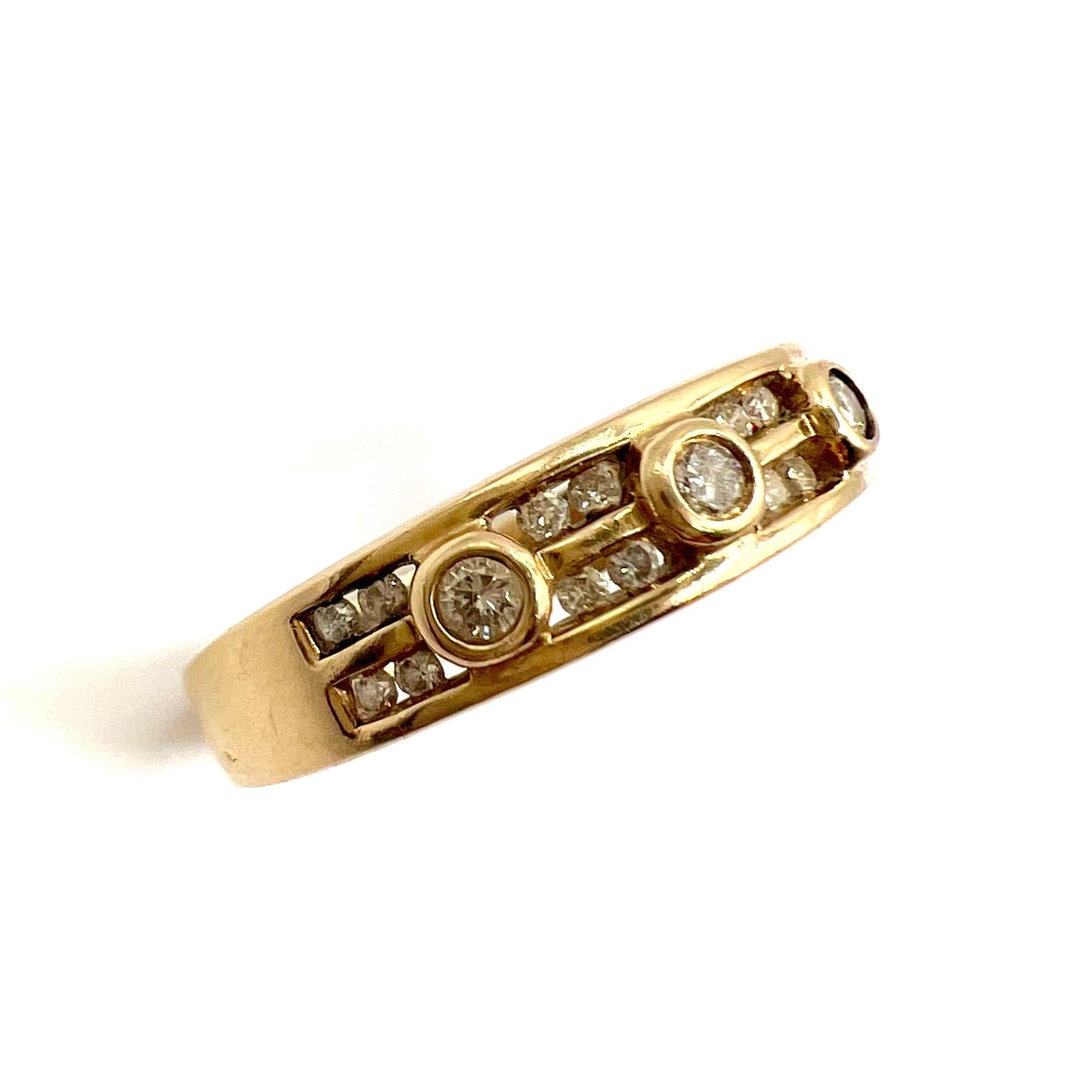 Vintage 9ct Gold Diamond Dress Band Ring, Size N