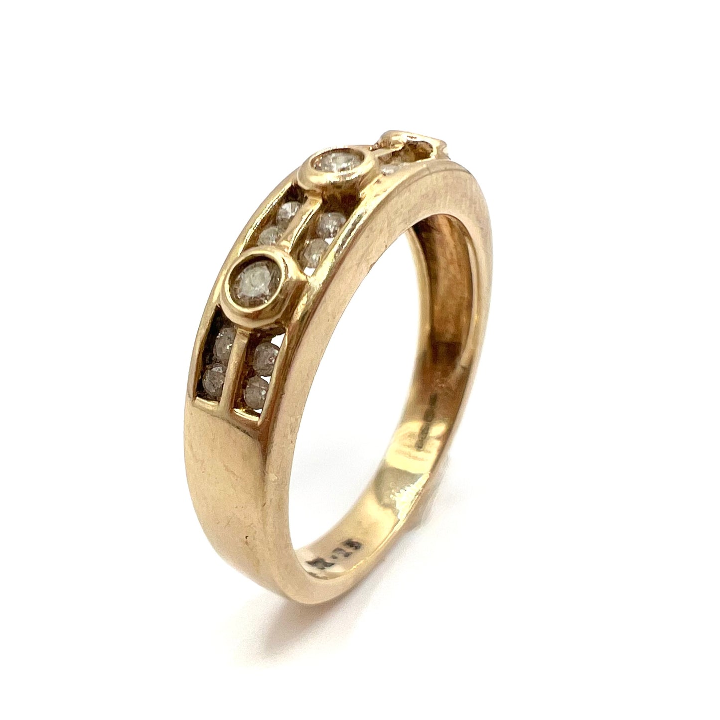 Vintage 9ct Gold Diamond Dress Band Ring, Size N