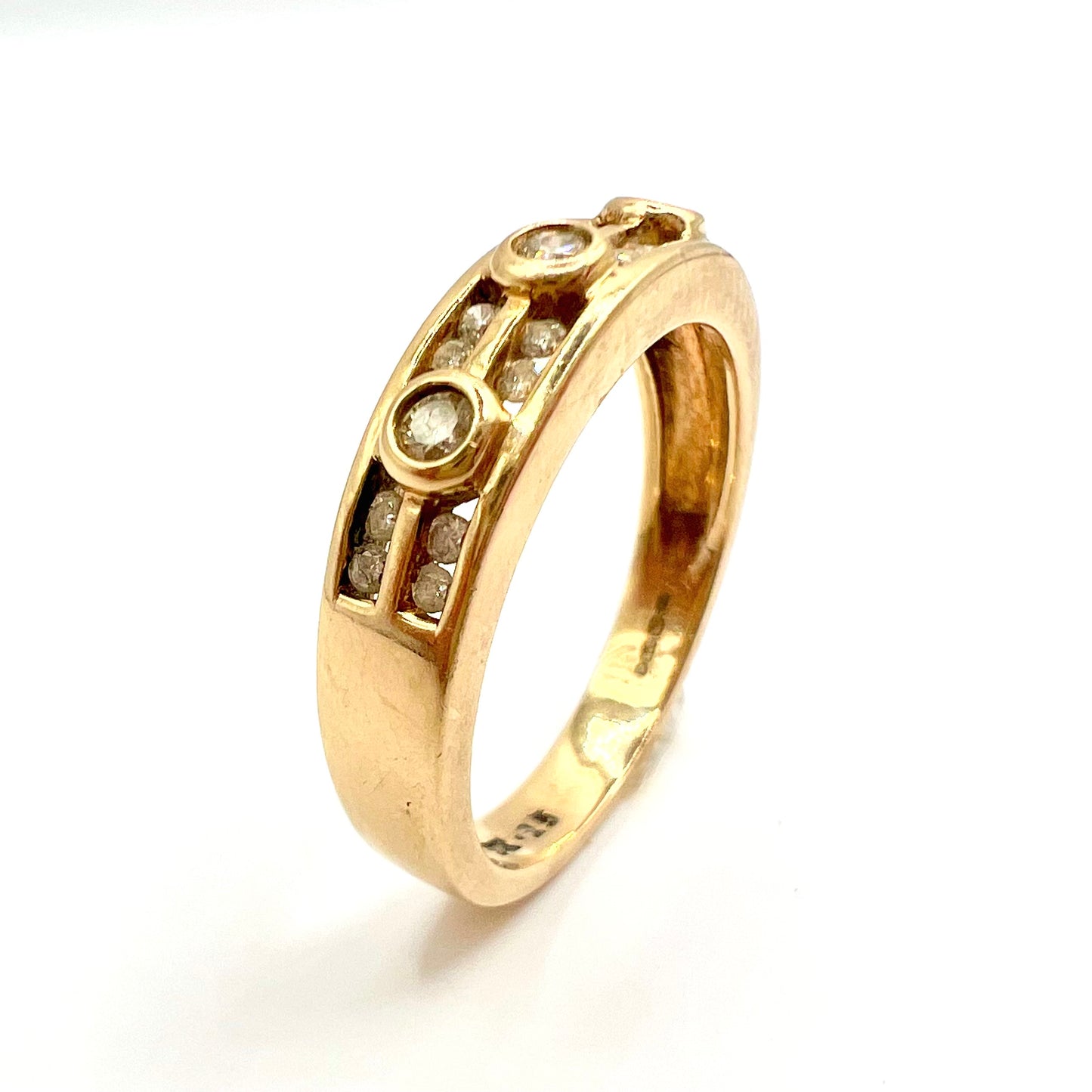 Vintage 9ct Gold Diamond Dress Band Ring, Size N