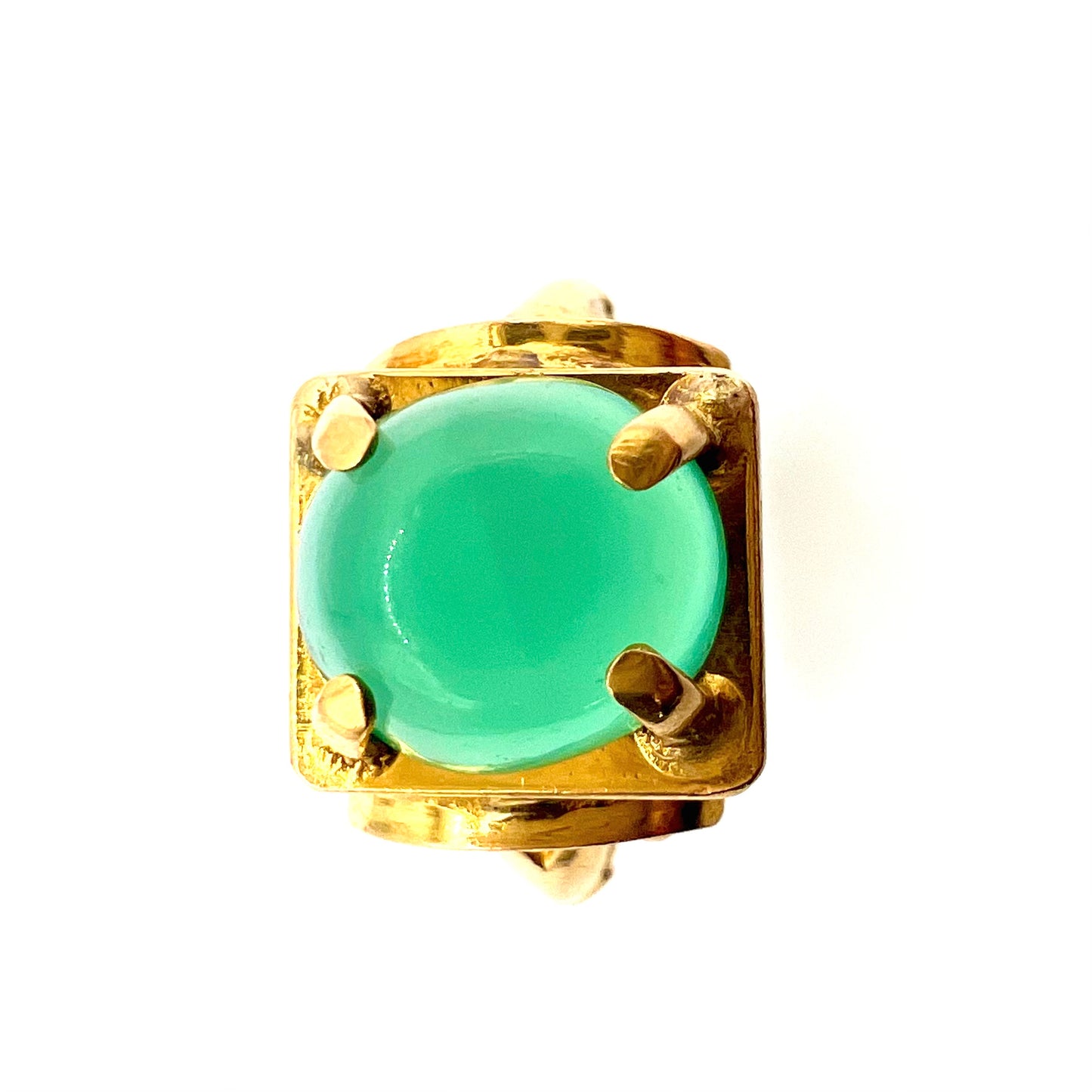 Antique 15ct Gold Chrysoprase Cabochon Ring, Size J