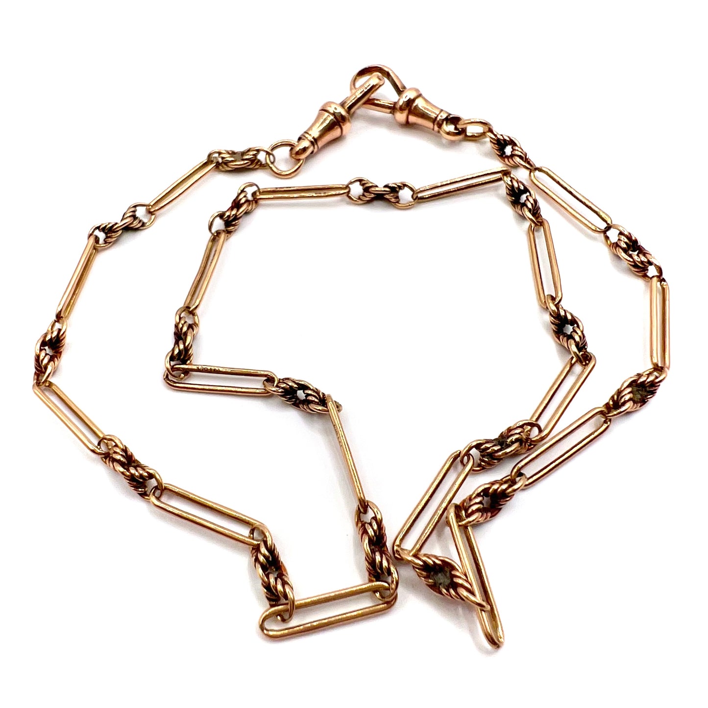 Antique 9ct Rose Gold Fancy Link Chain with Dog Clip Swivel Clasp 41 cm (16in)