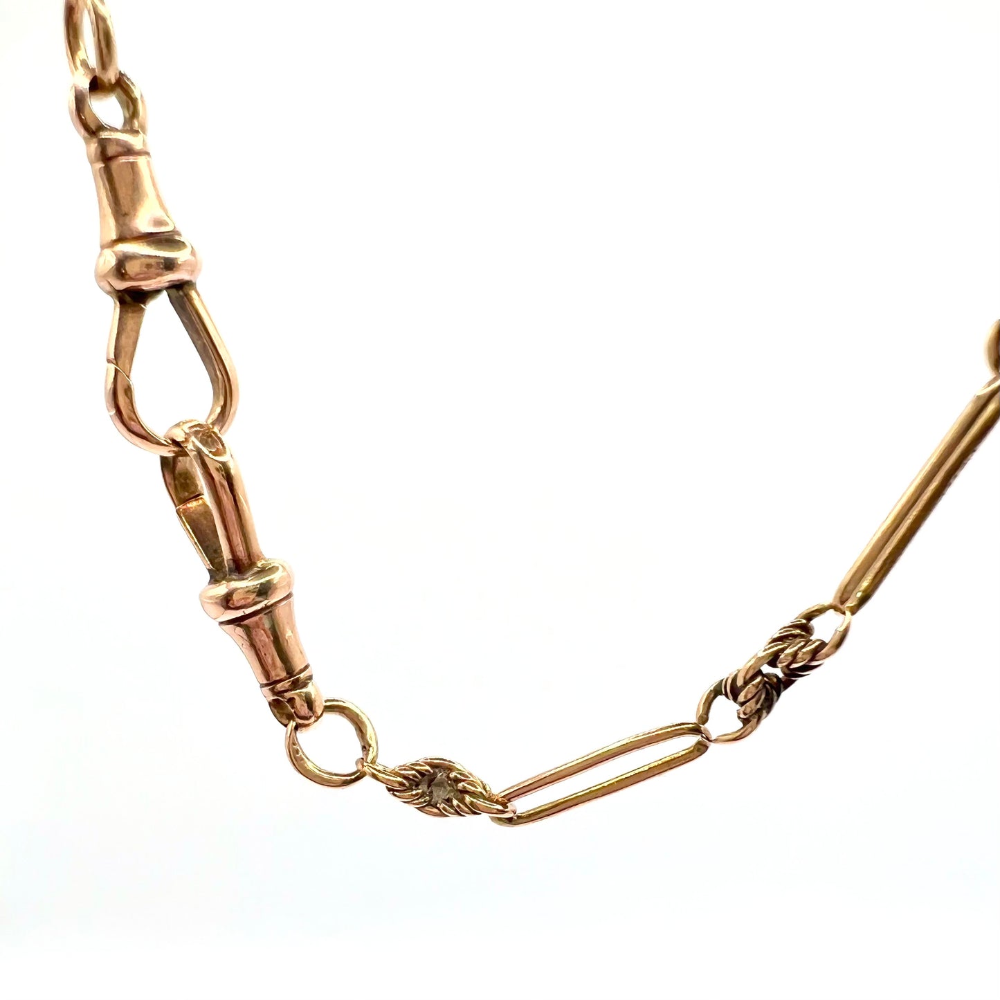 Antique 9ct Rose Gold Fancy Link Chain with Dog Clip Swivel Clasp 41 cm (16in)