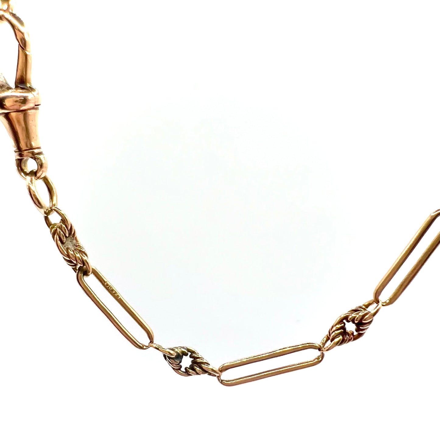 Antique 9ct Rose Gold Fancy Link Chain with Dog Clip Swivel Clasp 41 cm (16in)