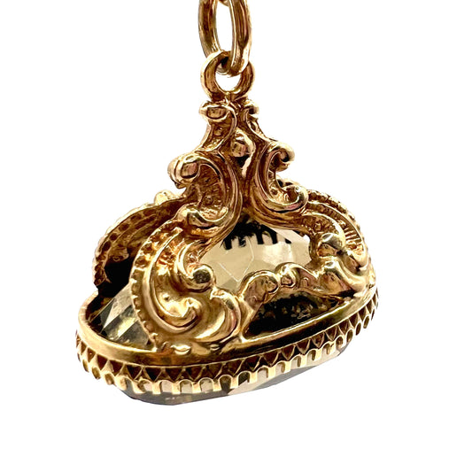 Antique Victorian 9ct Gold Smoky Quartz  Pocket Watch Fob Pendant