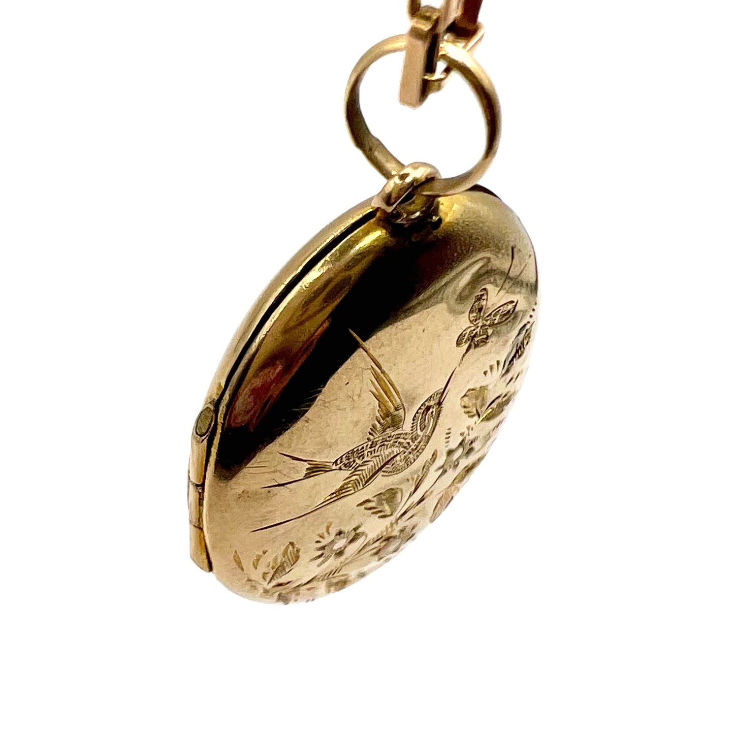 Victorian 9ct Gold Back and Front Oval Locket Pendant