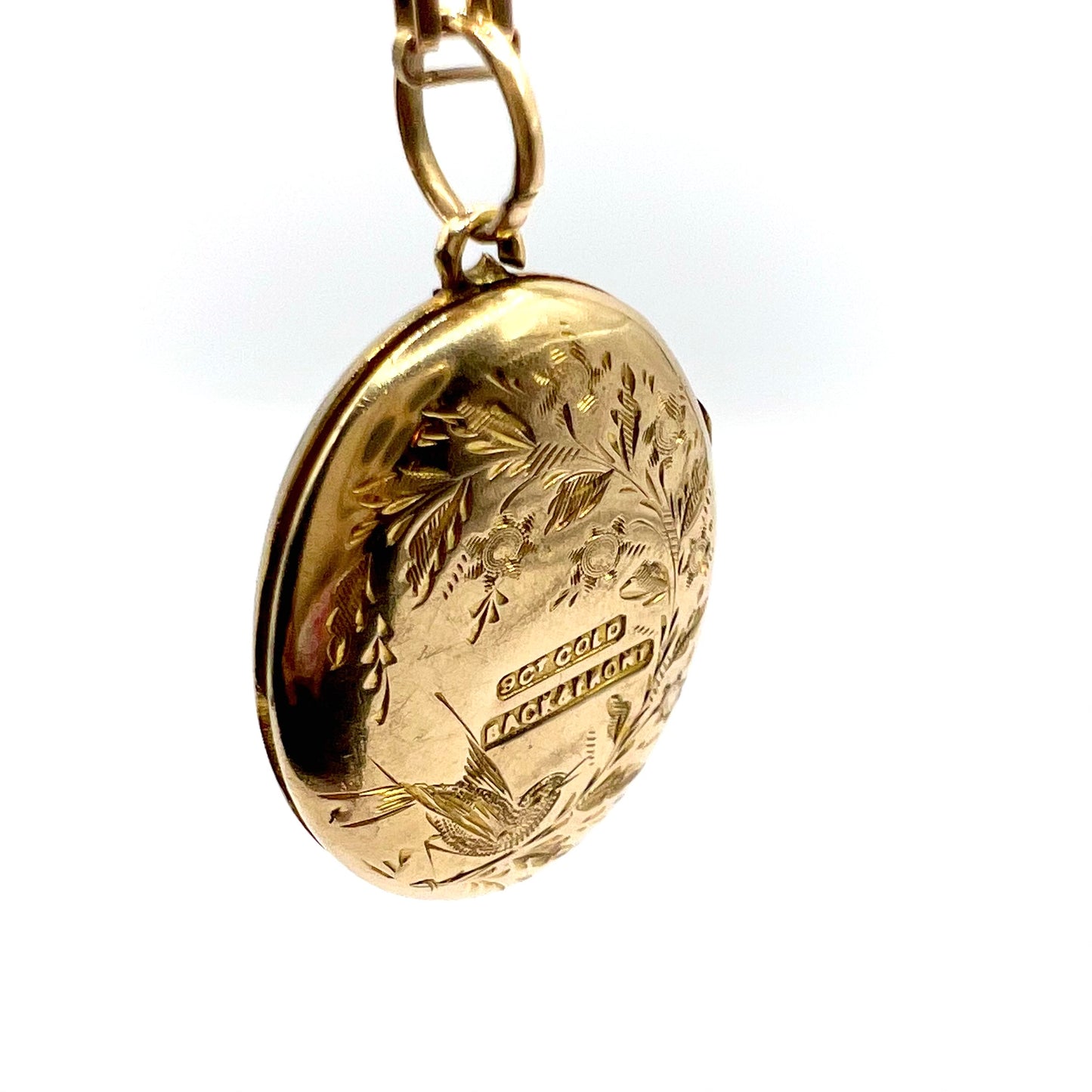 Victorian 9ct Gold Back and Front Oval Locket Pendant